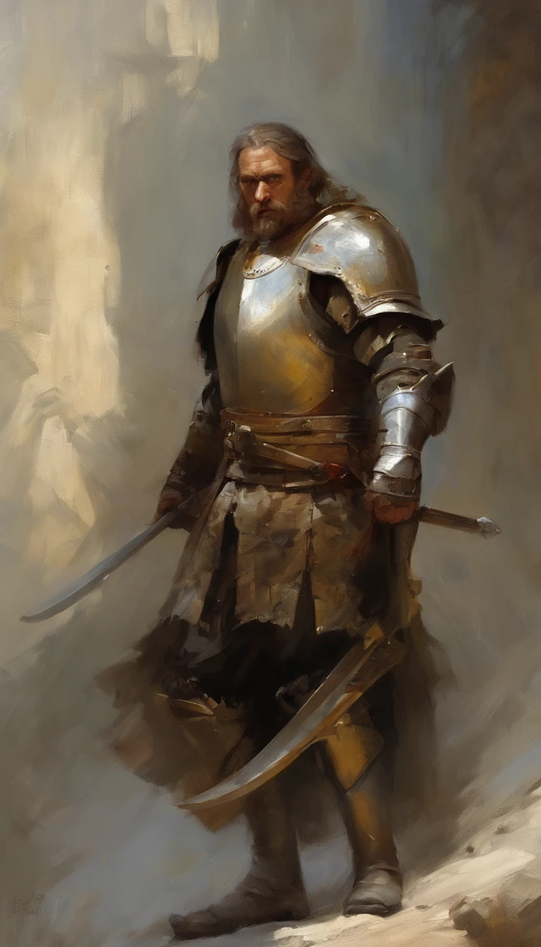 Men wearing armor with swords, highly detailed character, Paladin, ModelShoot style, (Extremely detailed CG 8k wallpaper), Body photo of the most beautiful artwork in the world, Medieval armor, Body portrait, The first king of Babylon, Nimrod, hunter, cavalier, Manly men, Majestic professional oil painting by Ed Blinkey, atey ghailan, by Ghibli Studio, author:Jeremy Mann, Greg Manchess, Antonio Moro, Trend at Artstation, trend in CGSociety, Intricate, High detail, Sharp focus, Dramatic and photorealistic painting art by Midjourney and Greg Rutkowski