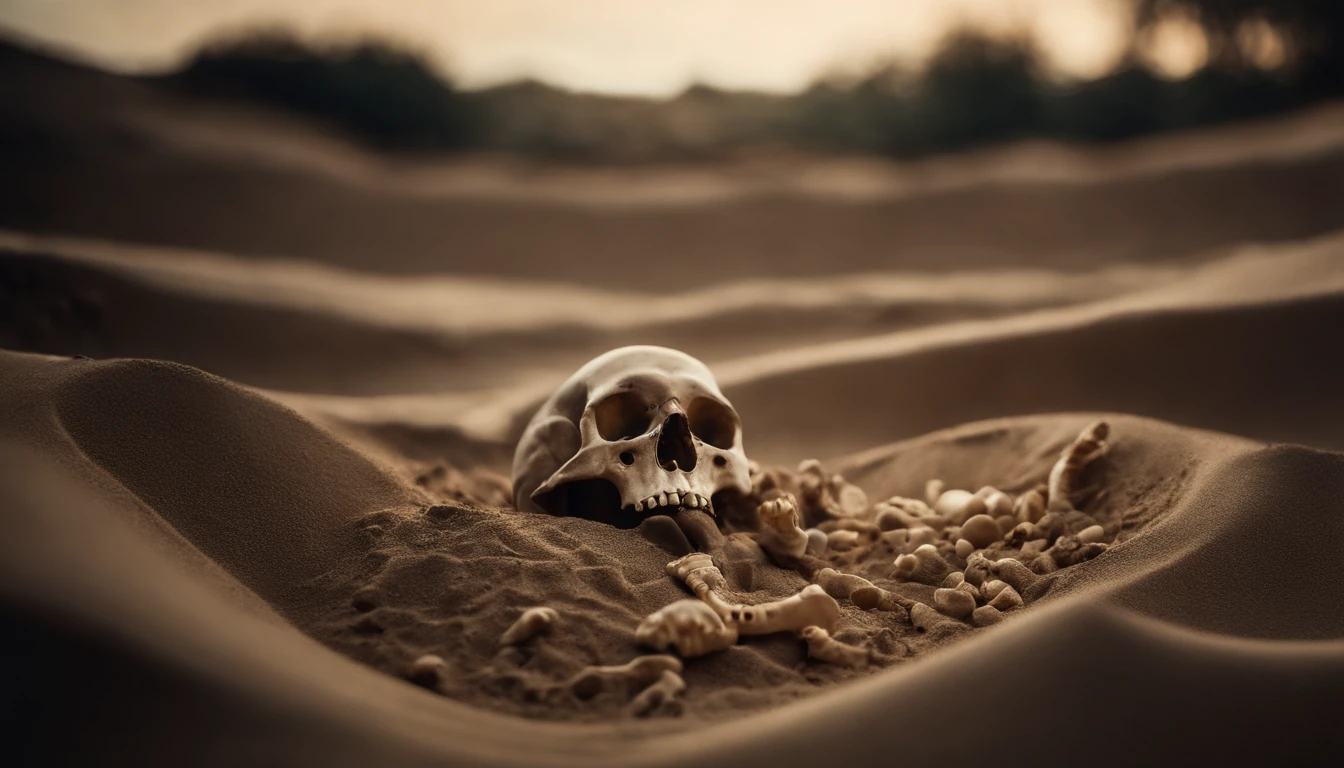 Sand pit with bones