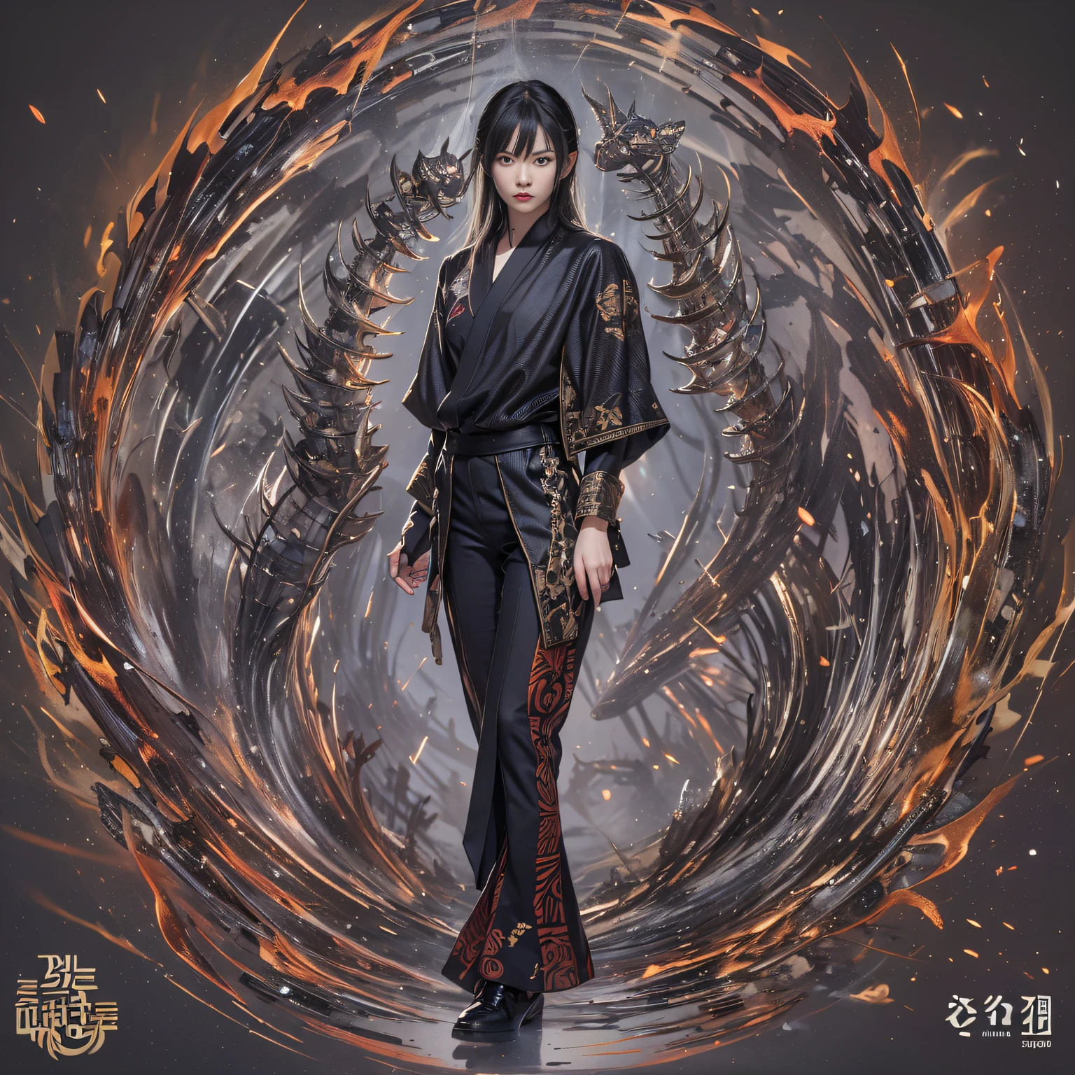 (废墟)eyes filled with angry,He clenched his fists,Rush up,Deliver a fatal blow to your opponent,full bodyesbian,Full Body Male Mage 32K(tmasterpiece,k hd,hyper HD,32K)Long flowing black hair,Campsite size,zydink, a color, patriot (废墟), (Linen batik scarf), Angry fighting stance, looking at the ground, Batik linen bandana, Chinese python pattern long-sleeved garment, (Abstract propylene splash:1.2), Dark clouds lightning background,Flour flies(realisticlying:1.4),Black color hair,Flour fluttering,Background fog, A high resolution, the detail, RAW photogr, Sharp Re, Nikon D850 Film Stock Photo by Jefferies Lee 4 Kodak Portra 400 Camera F1.6 shots, Rich colors, ultra-realistic vivid textures, Dramatic lighting, Unreal Engine Art Station Trend, cinestir 800,Flowing black hair,(((Male mage))),The male mage was furious,