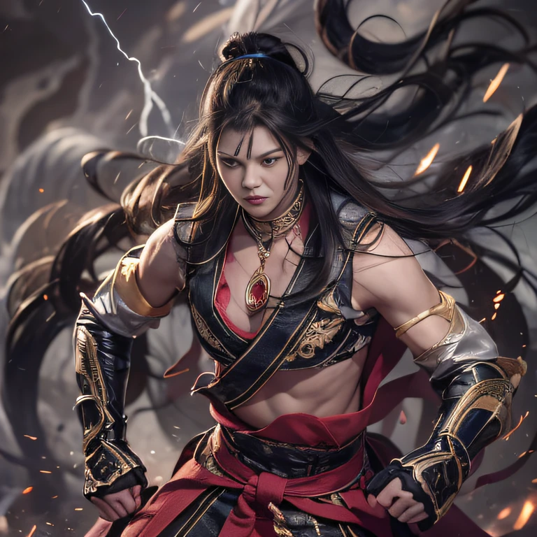 (废墟)eyes filled with angry,He clenched his fists,Rush up,Deliver a fatal blow to your opponent,full bodyesbian,Full Body Male Mage 32K(tmasterpiece,k hd,hyper HD,32K)Long flowing black hair,Campsite size,zydink, a color, patriot (废墟), (Linen batik scarf), Angry fighting stance, looking at the ground, Batik linen bandana, Chinese python pattern long-sleeved garment, (Abstract propylene splash:1.2), Dark clouds lightning background,Flour flies(realisticlying:1.4),Black color hair,Flour fluttering,Background fog, A high resolution, the detail, RAW photogr, Sharp Re, Nikon D850 Film Stock Photo by Jefferies Lee 4 Kodak Portra 400 Camera F1.6 shots, Rich colors, ultra-realistic vivid textures, Dramatic lighting, Unreal Engine Art Station Trend, cinestir 800,Flowing black hair,(((Male mage))),The male mage was furious,