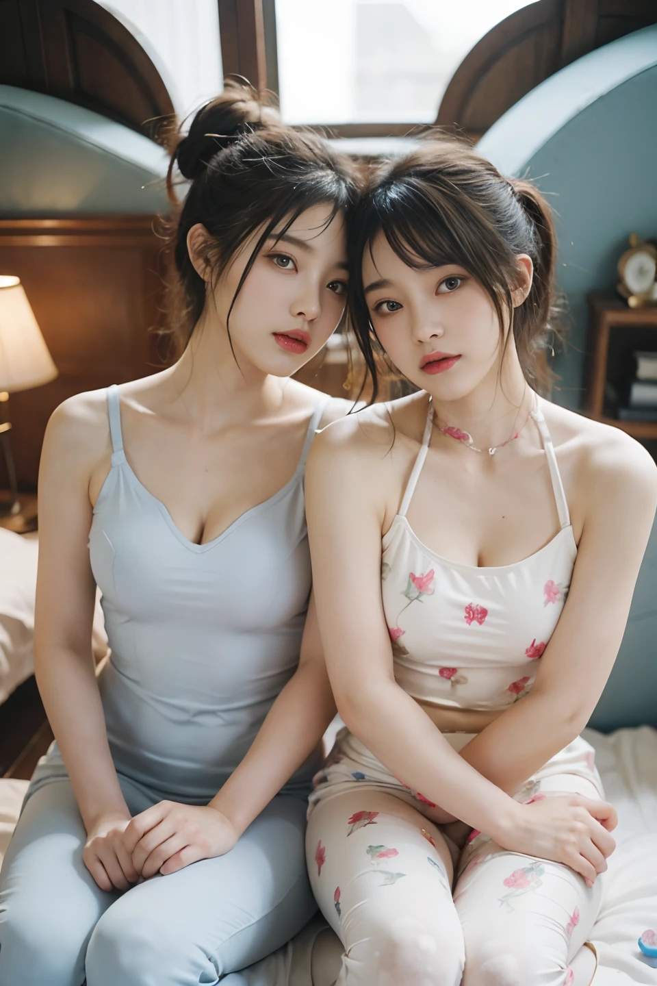 2 women having fun,Reeling:1.2, lecherous:1,2, Hentai:1,2, NSFW:1,2, Lesbian Yuri:1,2, Kissing, Blushing, wearing tank top, Hot summer days、K Cup Breasts