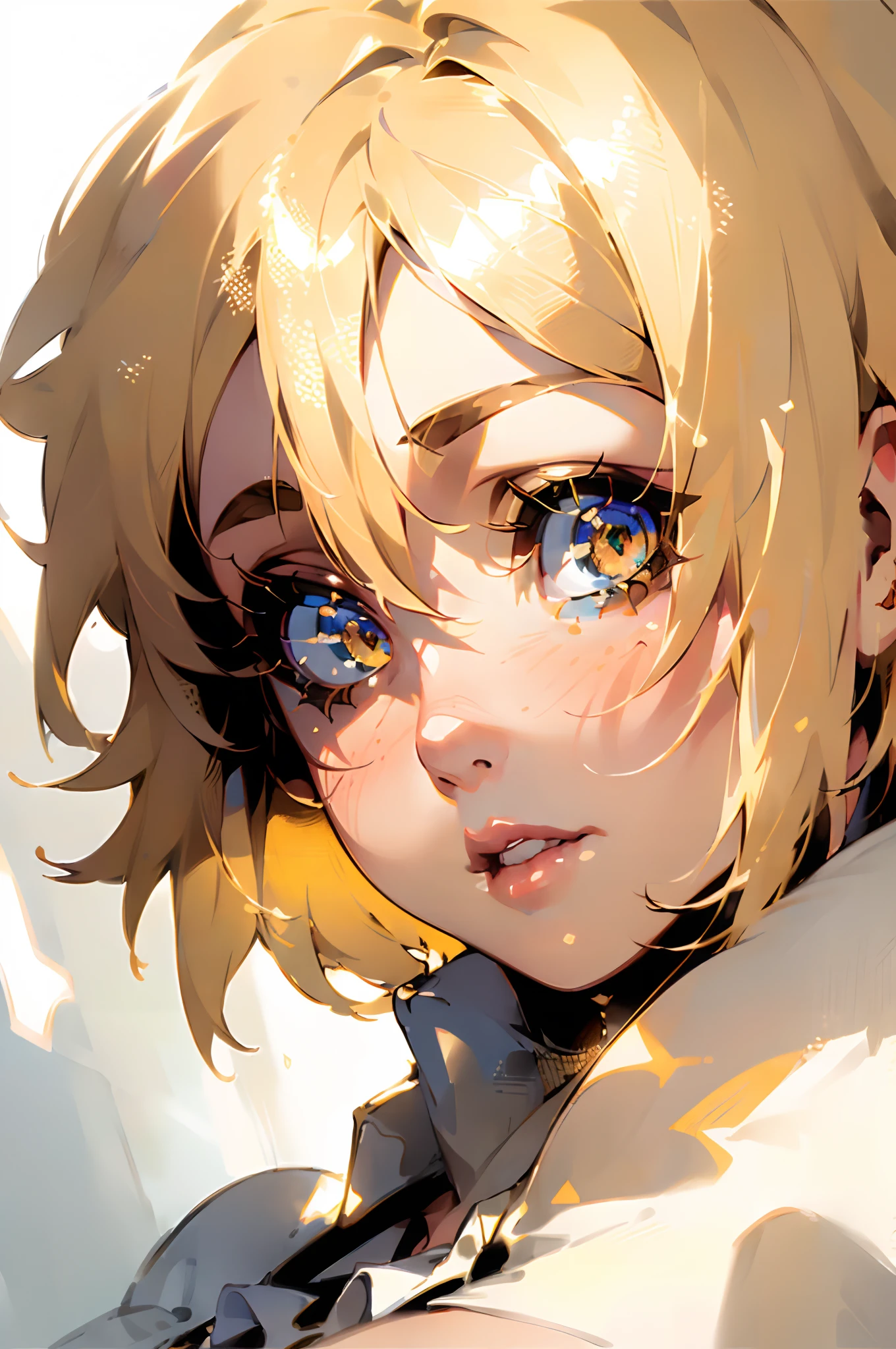 ((best quality)), ((ultra res)), ((photorealistic)), (intricate details), 1girl jess nigri, blonde hair, perfect face, light on face, face detail,  medium short hair,