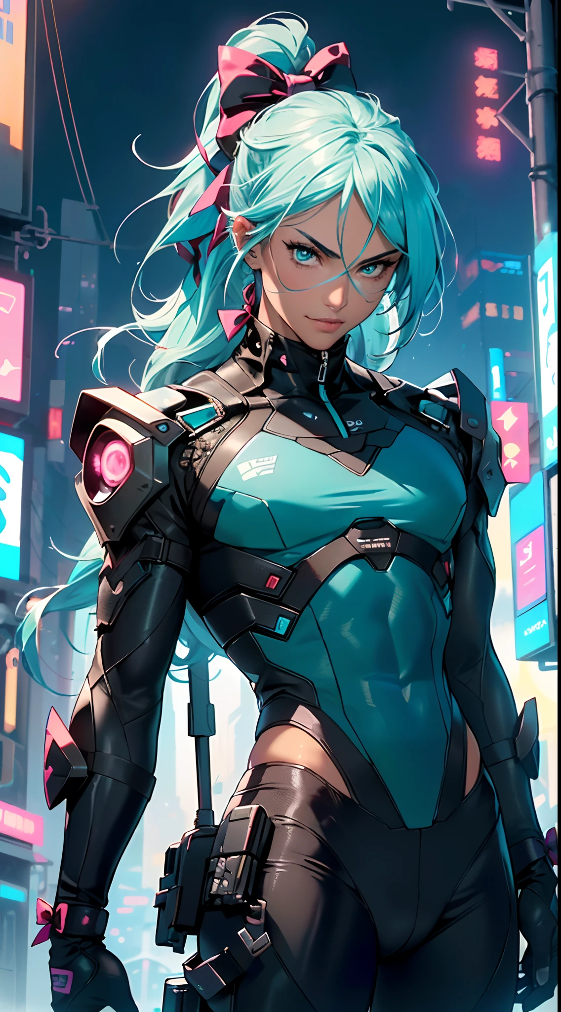 man:1.5,1 man,archer man,(((1man))),((man with ponytail haircut)),
(((1male,man:1.5,handsome man,male,male gender:1.5,male focus))),macho man,
((ponytail aqua haircut,detailed aqua hair,highly detailed hair,aqua hair,colored inner hair)),(((lustrous skin:1.5,tanned skin,bright skin: 1.5,skin tanned,shiny skin,very shiny skin,shiny body,illuminated skin))),(((aqua_eyes:1.2))),intricate eyes,beautiful detailed eyes,symmetrical eyes,((man chest)),handsome face,((muscular)),(((detailed face))),
confident attitude,nsfw,
cyberpunk agent, standing, ((holding a bow:1.5)), cyberpunk citizen in oversize techwear,((bulge in pants)),((cyberpunk archer outfit)),((wet clothes,intricate outfit,intricate clothes)),
(dynamic pose:1.0),solo focus,((evil smile,evil look)),(centered,scale to fit dimensions,Rule of thirds),
cyberpunk city by the ocean at night, with bright neon signs and dark stormy clouds and puddles, scenery:1.25,
highres, sharp focus, (ultra detailed, extremely detailed), (photorealistic artwork:1.37),(extremely detailed CG unity 8k wallpaper),((synthwave background theme)),(((vibrant colors))),(intricate background),(masterpiece),(best quality),