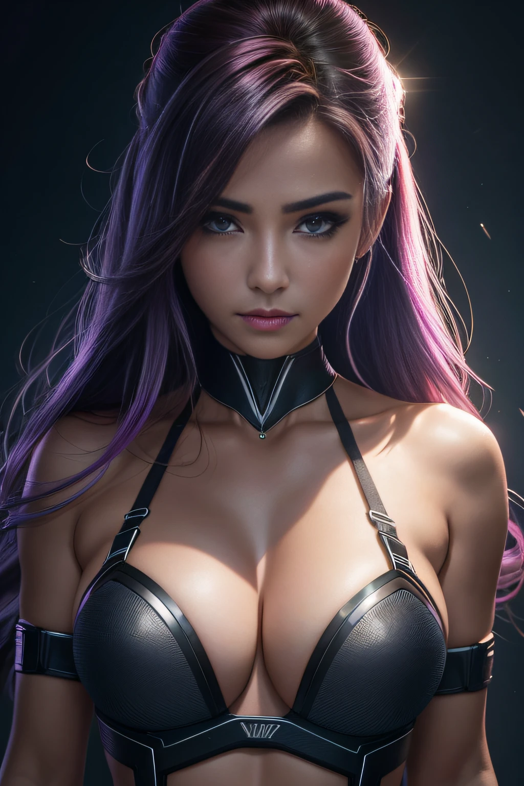 qualidade superior、8k Obra-prima , alta resolução、(fotorrealista:1.3)、Foto RAW、mulher、cabelos prateados、pele brilhante、1 Soldado Super Bonito de Cyberpunk、((detalhes super realistas))、portlate、globaliluminação | | |、sombra、octan render、8k、ultrasharp、breast beauty、Raw skin is exposed in cleavage、metal、cor fria、、detalhes altamente intrincados、Luz realista、CGSoation Trends、olhos bonitos、Olhos Radiante、Facing the camera、Neon details、