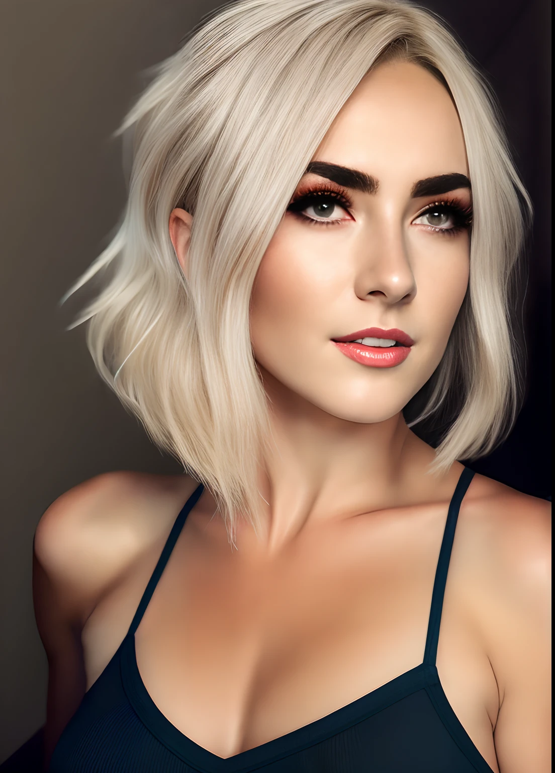 best quality, ultra res, photorealistic, intricate details, solo portrait,1girl as jess nigri, blonde hair, perfect face, face detail, medium short hair