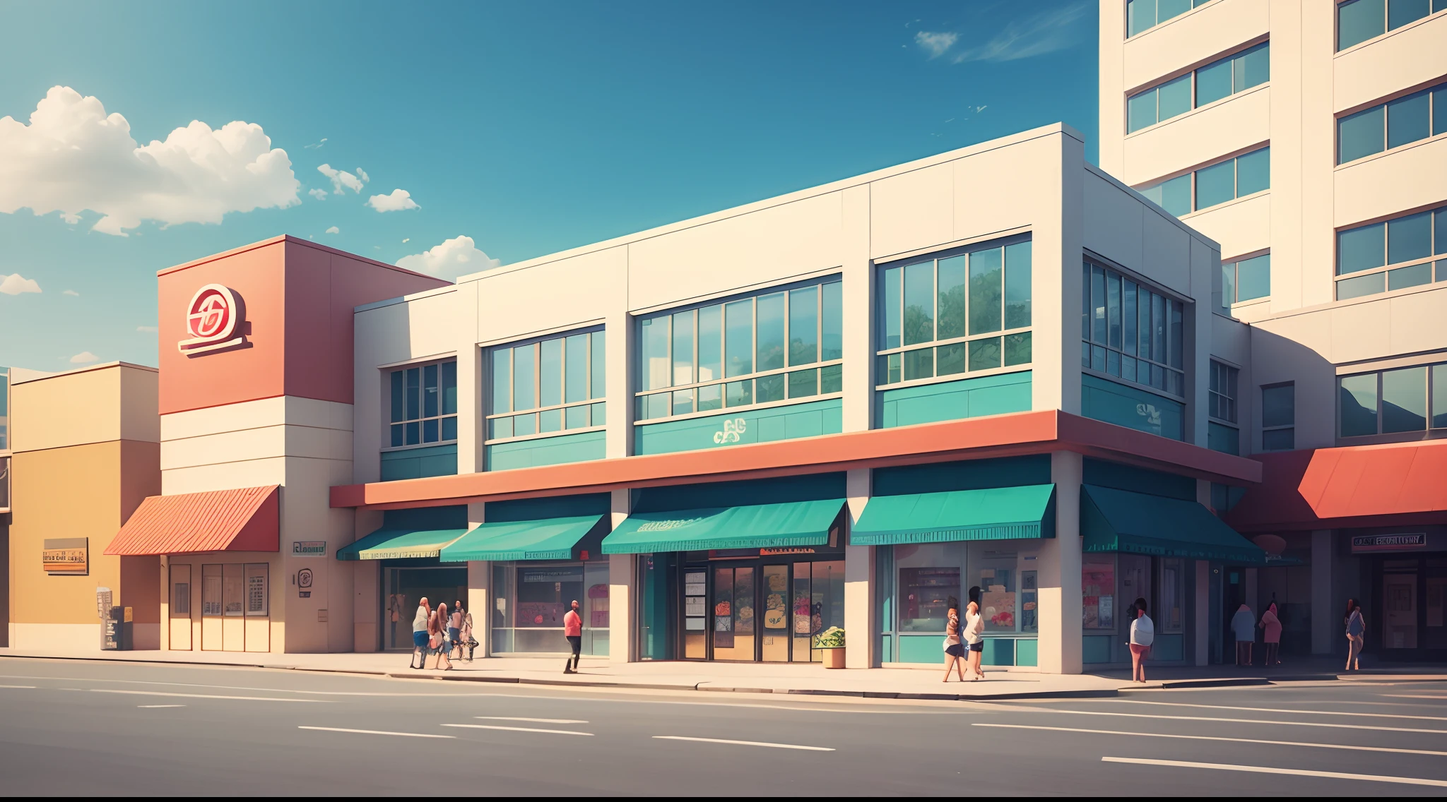Cartoon small mall building