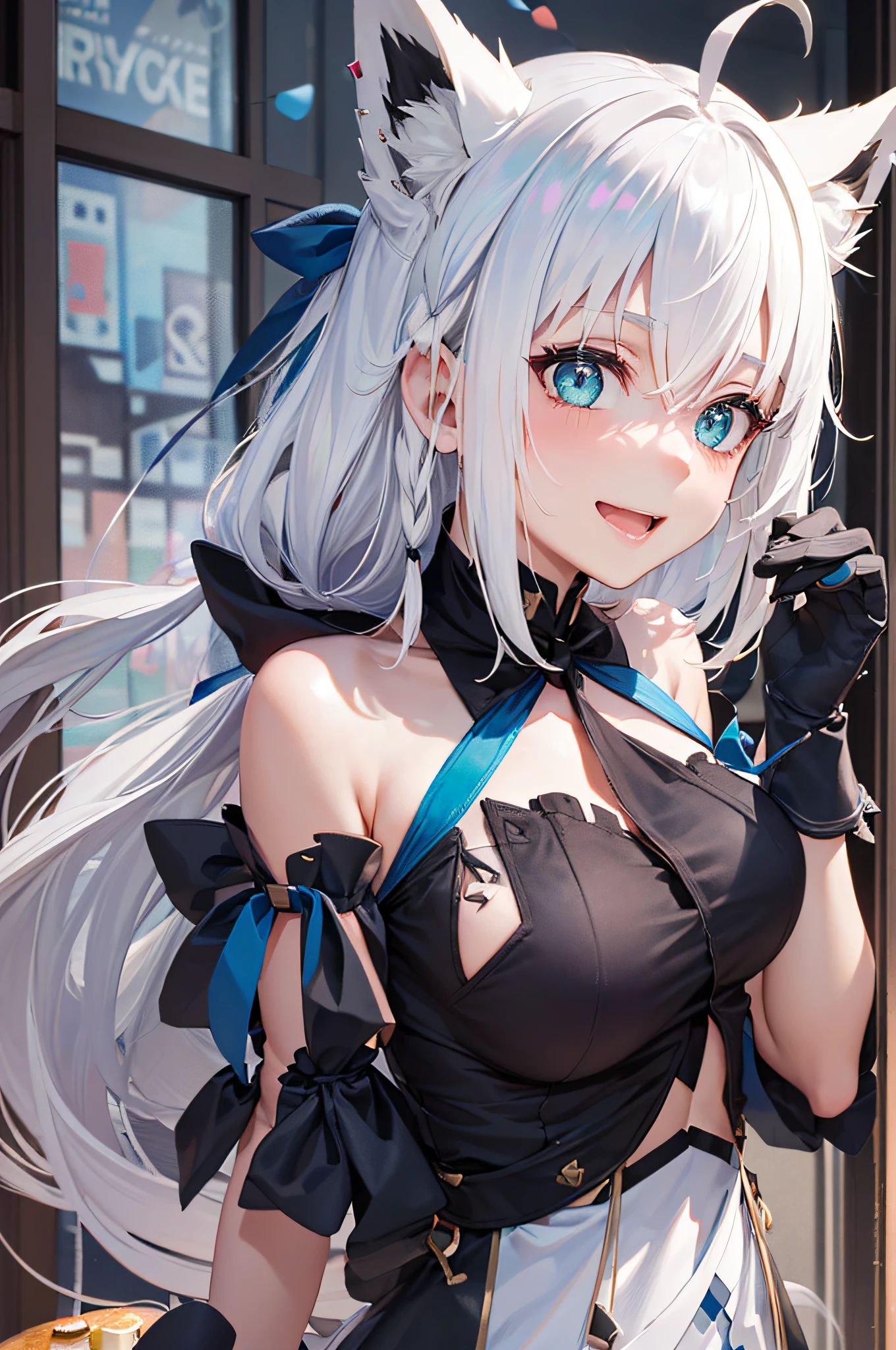 ​masterpiece, top-quality, Fubuki 1, white  hair, The upper part of the body, Look at viewers, The upper part of the body, is standing, Indoors,Life activities, ),((birthday party:1.5)),(masutepiece:1.2),,Outdoors,Best Quality,((Best Beautiful Girl)), High resolution, Unity 8k壁纸, (eradication))0.8), Perfect Lighting, extremely details CG, ( Perfectly structured wrist　Perfect Anatomy),model poses,Eyes open,(masutepiece:1.2), Best Quality, Fate Testarossa, 1girl in, Long hair, a blond,Twin-tailed, a black ribbon,(Park, High resolution, Unity 8k壁纸, (Illustration:0.8), extra detailed face, Perfect Lighting, extremely details CG, (Perfect hands, Perfect Anatomy),masutepiece, Best Quality,A big smile、Have a birthday cake、（(Single))