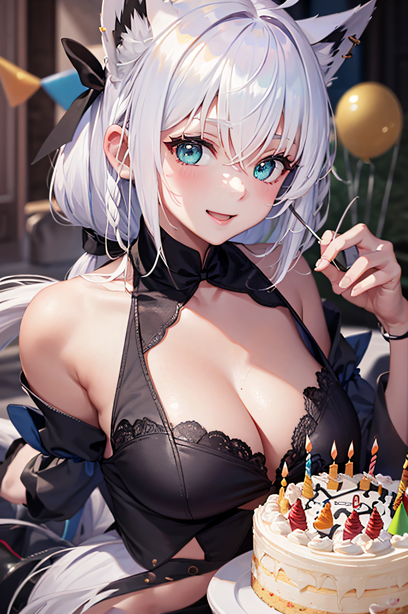 ​masterpiece, top-quality, Fubuki 1, white  hair, The upper part of the body, Look at viewers, The upper part of the body, is standing, Indoors,Life activities, ),((birthday party:1.5)),(masutepiece:1.2),,Outdoors,Best Quality,((Best Beautiful Girl)), High resolution, Unity 8k壁纸, (eradication))0.8), Perfect Lighting, extremely details CG, ( Perfectly structured wrist　Perfect Anatomy),model poses,Eyes open,(masutepiece:1.2), Best Quality, Fate Testarossa, 1girl in, Long hair, a blond,Twin-tailed, a black ribbon,(Park, High resolution, Unity 8k壁纸, (Illustration:0.8), extra detailed face, Perfect Lighting, extremely details CG, (Perfect hands, Perfect Anatomy),masutepiece, Best Quality,A big smile、Have a birthday cake、（(Single))