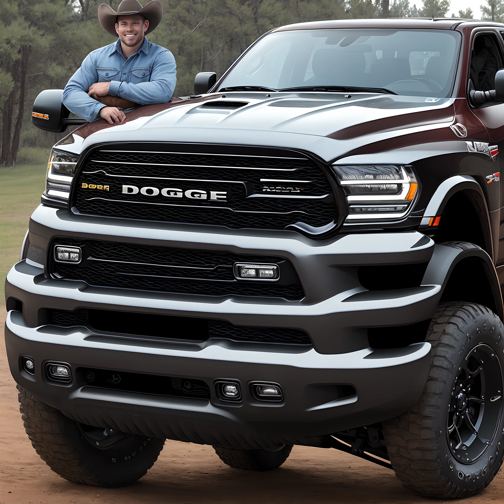 Cowboy with dodge ram