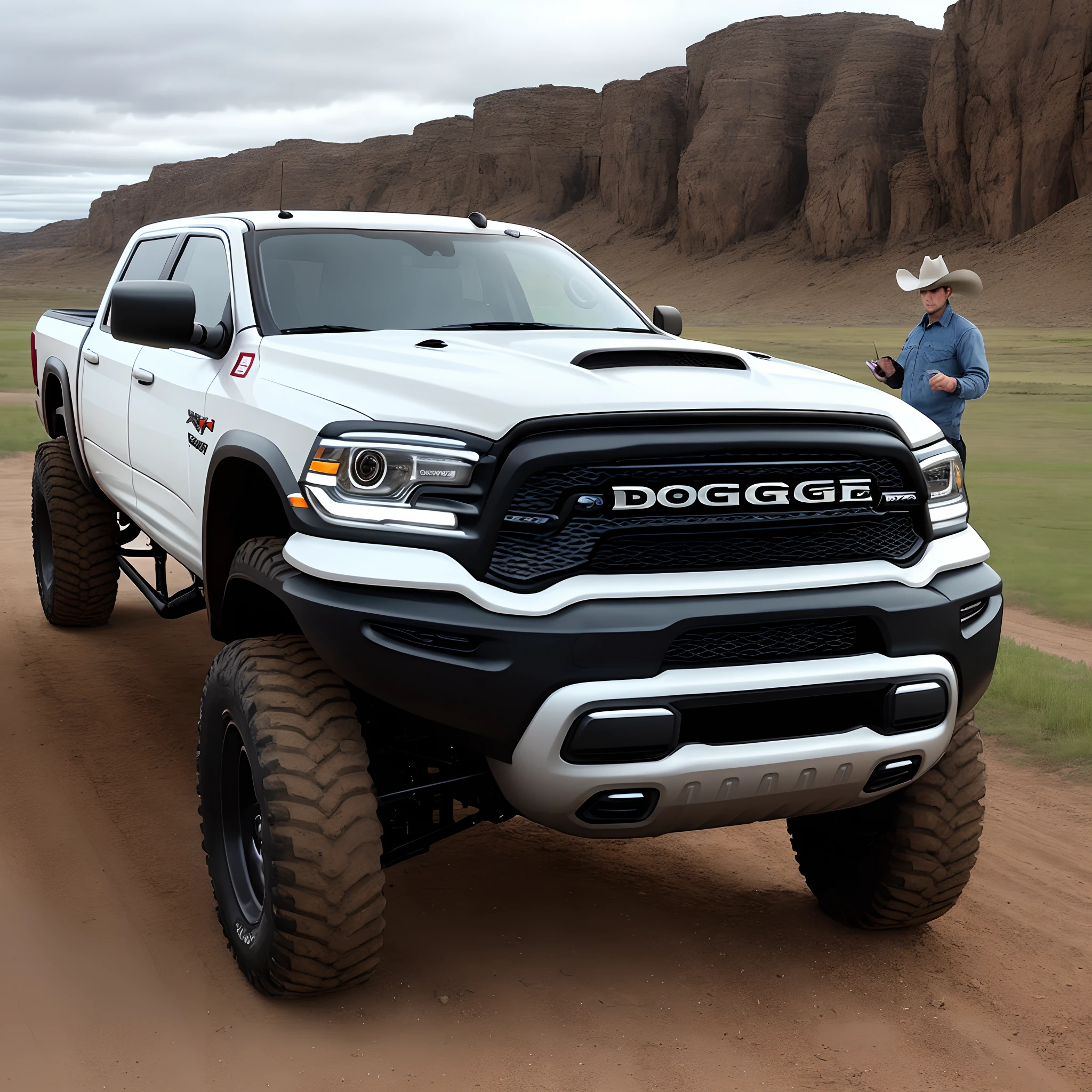 Cowboy with dodge ram