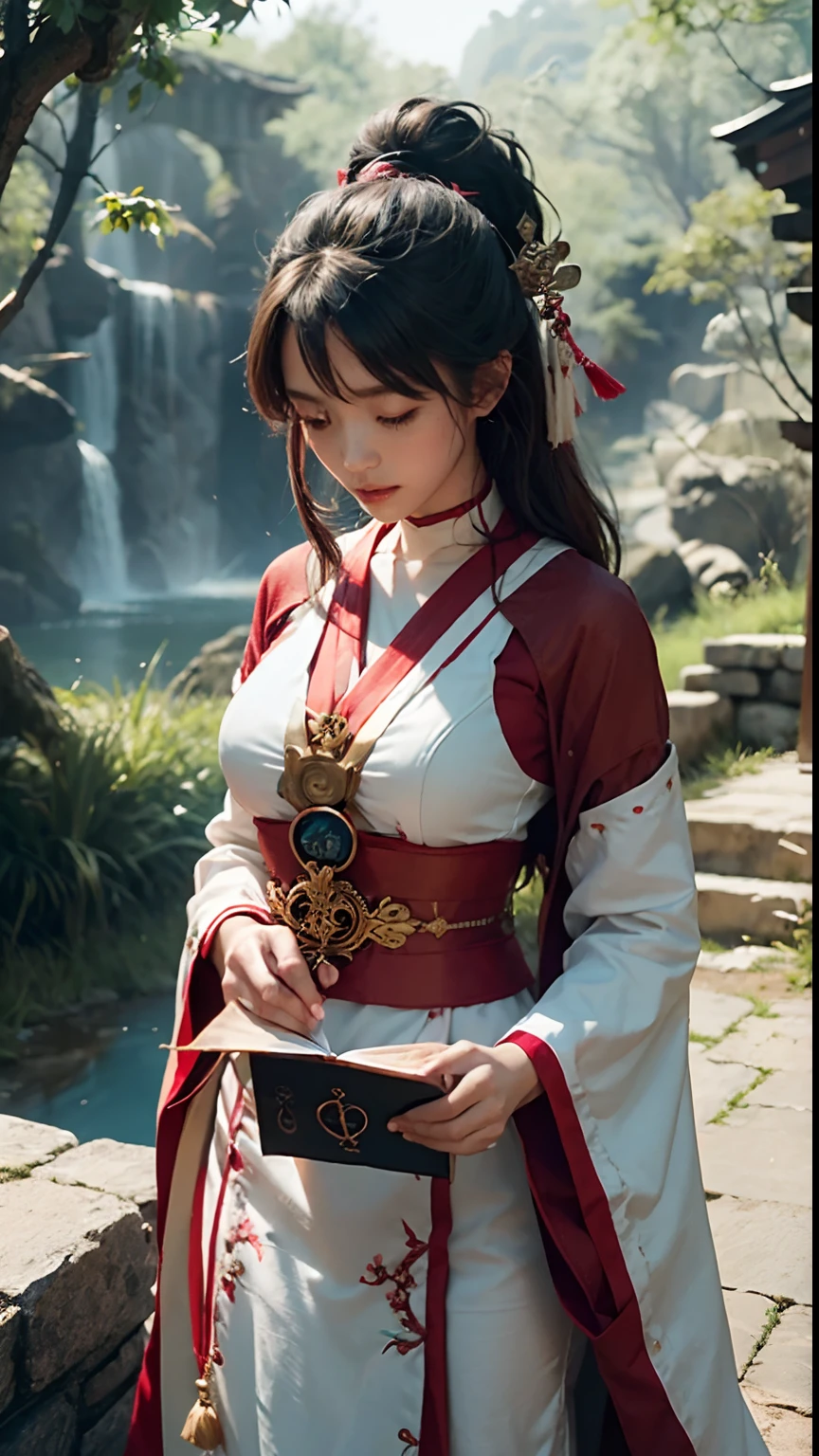 (1girl:1.3),solo,__body-parts__,
official art, unity 8k wallpaper, ultra detailed, beautiful and aesthetic, beautiful, masterpiece, best quality,Fantastical Atmosphere, Calming Palette, Tranquil Mood, Soft Shading,
Miko priestess, charm spell, talisman familiar, shrine maiden duties,