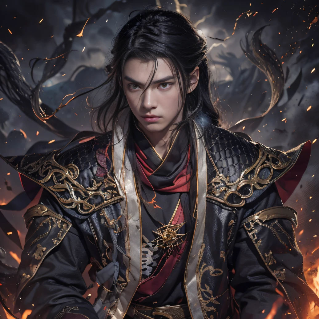 （Explosive ruins）eyes filled with angry，He clenched his fists，Rush up，Deliver a fatal blow to your opponent，full bodyesbian，Full Body Male Mage 32K（tmasterpiece，k hd，hyper HD，32K）Long flowing black hair，Campsite size，zydink， a color， patriot （废墟）， （Linen batik scarf）， Angry fighting stance， looking at the ground， Batik linen bandana， Chinese python pattern long-sleeved garment， （Abstract corpse splashes：1.2）， Dark clouds lightning background，fracture（realisticlying：1.4），Black color hair，Flour fluttering，Background fog， A high resolution， the detail， RAW photogr， Sharp Re， Nikon D850 Film Stock Photo by Jefferies Lee 4 Kodak Portra 400 Camera F1.6 shots, Rich colors, ultra-realistic vivid textures, Dramatic lighting, Unreal Engine Art Station Trend, cinestir 800，Flowing black hair,（（（Male mage））），The male mage was furious，Ambition to get a driver's license，
How can it be expected to draw a dungeon。
Heroic and beautiful photos，
Staggering on the bed！