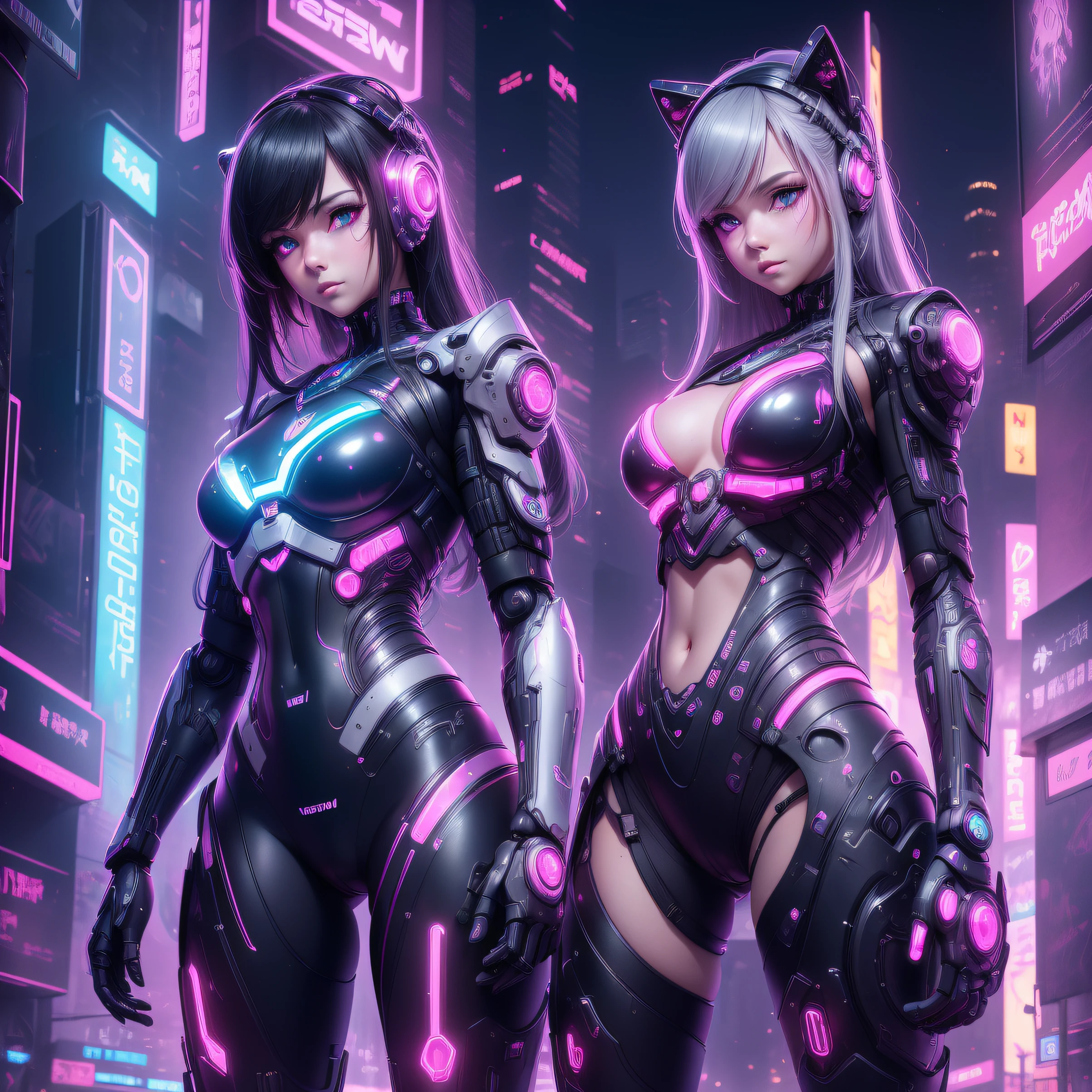 (kawaii background:1.3),(extremely detailed fine touch:1.3),neon trim, neon lights,neonpunk, night,crystal skin, robot,cyberpunk,1girl,cowboy_shot,(from_below:1.3),, (masterpiece:1.3), (best quality:1.3), 1girl, extreme camel toe visible through the opaque armor