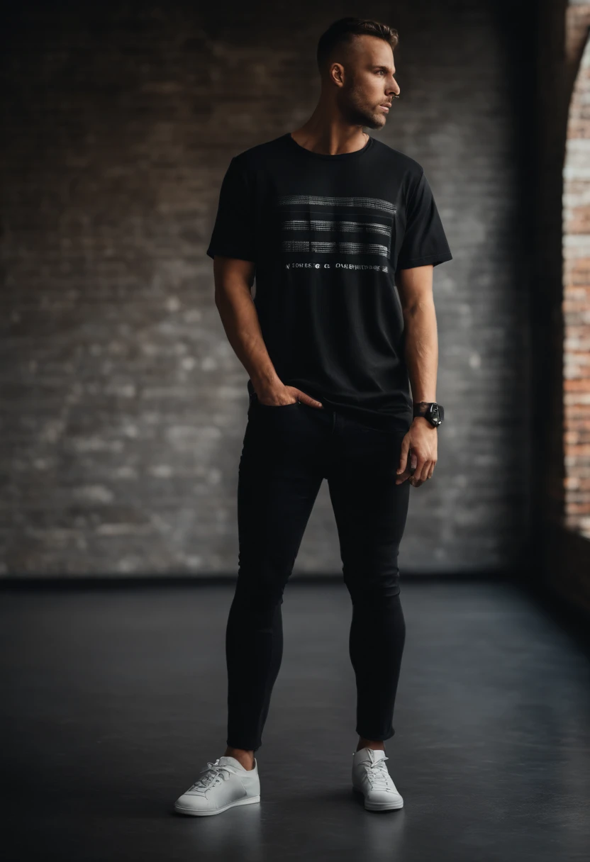 IMAGE_TYPE: Product mockup photography | GENRE: Fashion | EMOTION: Stylish | SCENE: A hanging fashion black oversize t-shirt positioned for mockup design, showcasing its high resolution and high-quality fabric, with a subtle shadow effect. The black oversize tshirt is displayed against a backdrop of a fire with a blue brick wall in the background. | ACTORS: None | LOCATION TYPE: Indoor setting | CAMERA MODEL: Canon EOS 5D Mark IV | CAMERA LENS: 50mm f/1.2 | SPECIAL EFFECTS: Soft lighting | TAGS: product mockup photography, fashion, stylish, black oversize t-shirt, mockup design, high resolution, high quality, shadow effect, fire
