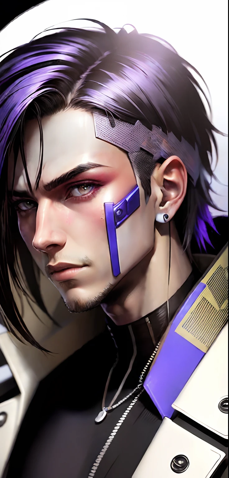 Change background cyberpunk. Handsome boy. Realistic face
