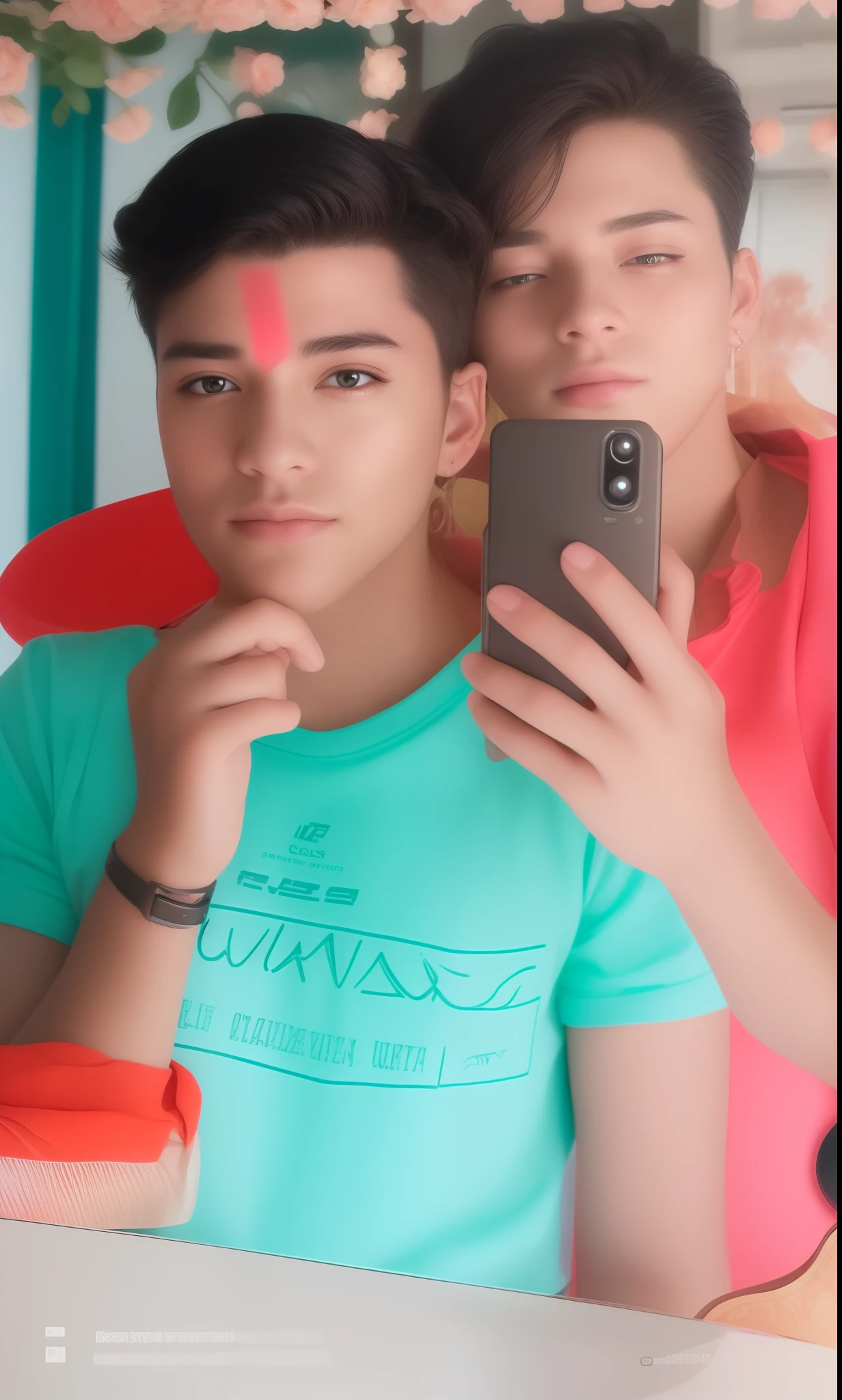 there are two men taking a selfie in a mirror, picture, with accurate face, selfie photography, selfie, photograpgy, shot on nikon z9, selfie photo, with lovely look, candid photography, taken with sony alpha 9, symmetric!!, mirror selfie, selfie!!!!! of a man, (8k, photorealistic, RAW photo, best quality: 1.4), beautiful face, (realistic face), beautiful hairstyle, realistic eyes, beautiful detailed eyes, (realistic skin), beautiful skin, attractive, ultra high res, ultra realistic, highly detailed, golden ratio, (detaled face:1.2), Real face' 19age