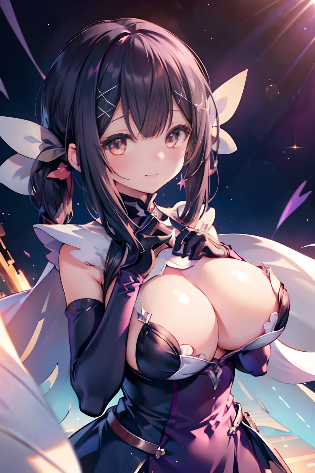 C2, MiyuMagicalGirl,masterpiece、top-quality、ighly detailed、the Extremely Detailed CG Unity 8K Wallpapers、illustratio、Smile with closed mouth,Light smile、Light blush,extra detailed face, Perfect Lighting, extremely details CG, (Perfect hands, Perfect Anatomy),huge tit