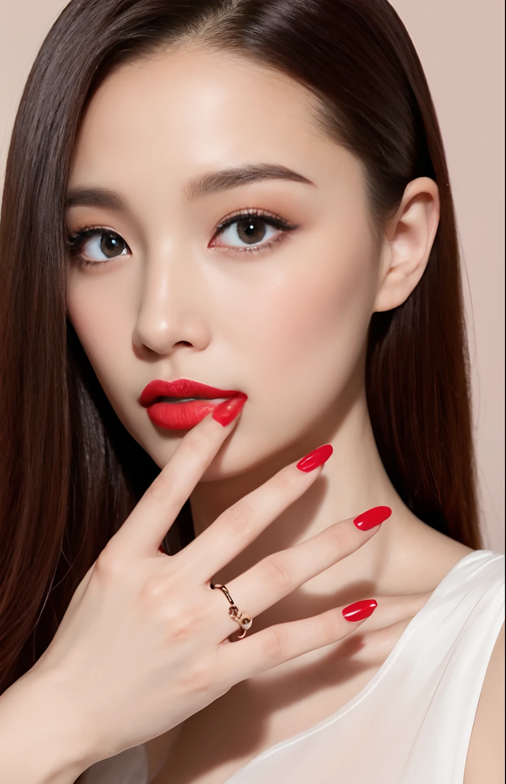 ((Beautiful and clean hands of a woman))Beautiful fingers、clean５This refers to、Thumbs、forefinger、Middle Finger、ring finger、Pinky、without fail５Fingered hand、Beauty Cosplayer、red nail polish