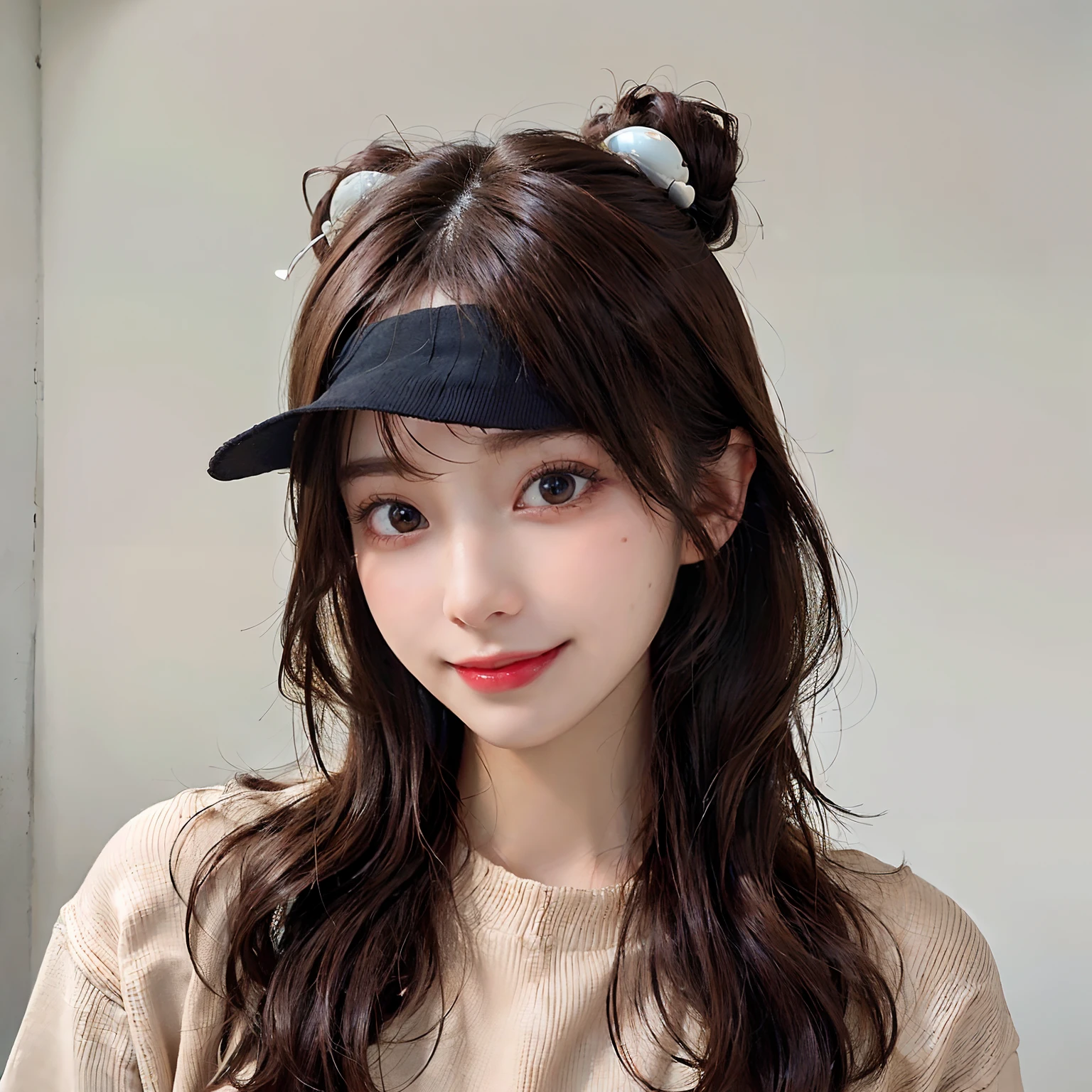 ((Best picture quality, 8K, tmasterpiece: 1.3)), perfect compositions,ulzzangs,Natural light lighting, A cute beauty with a perfect figure: 1.4, Slim big breasts, ((with short brown hair)) , (Upper body portrait,Highly detailed face,smiling expression,)Cute slimming face,Sweaters, 18 years old cute