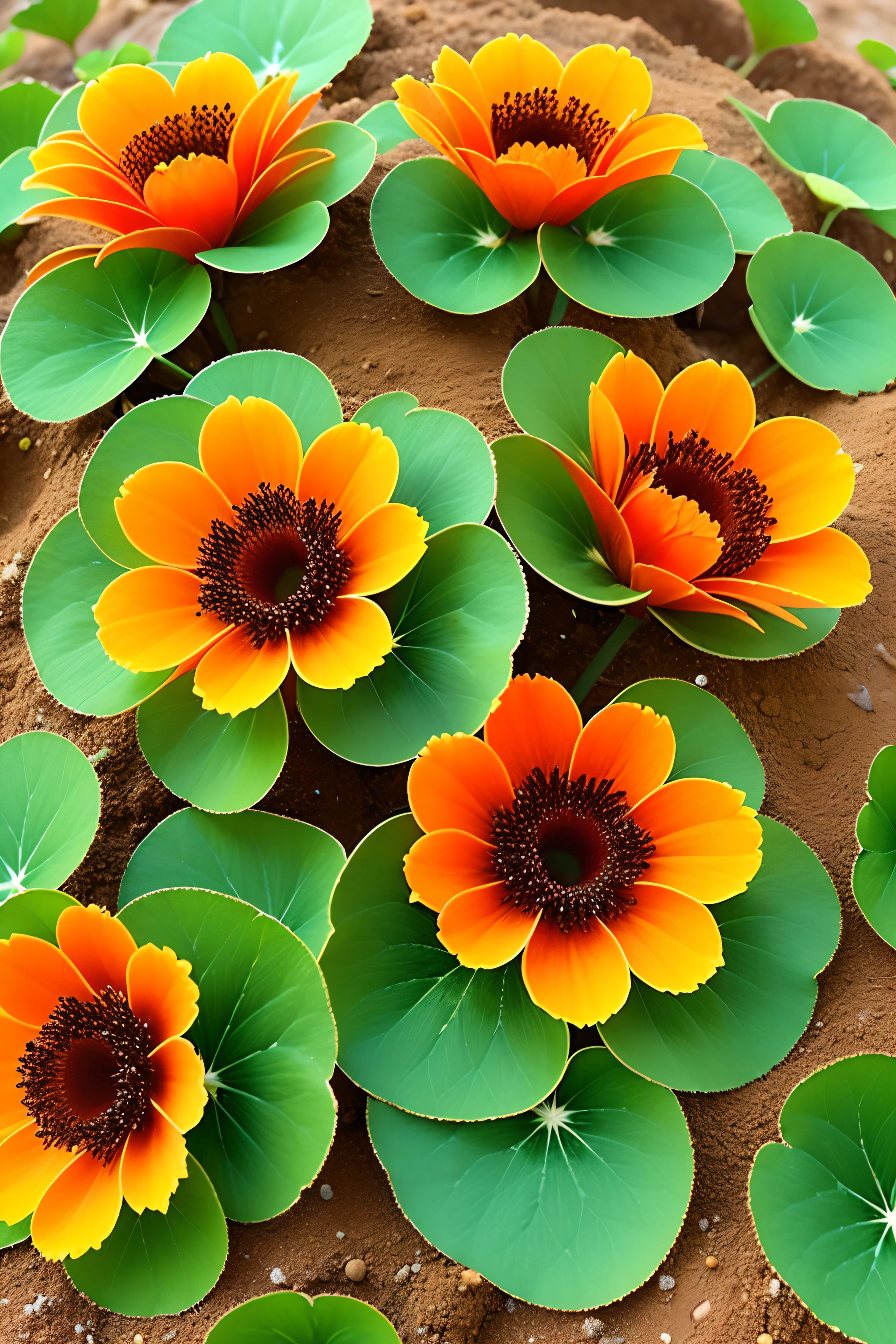 nasturtiums, Anthill, Ants