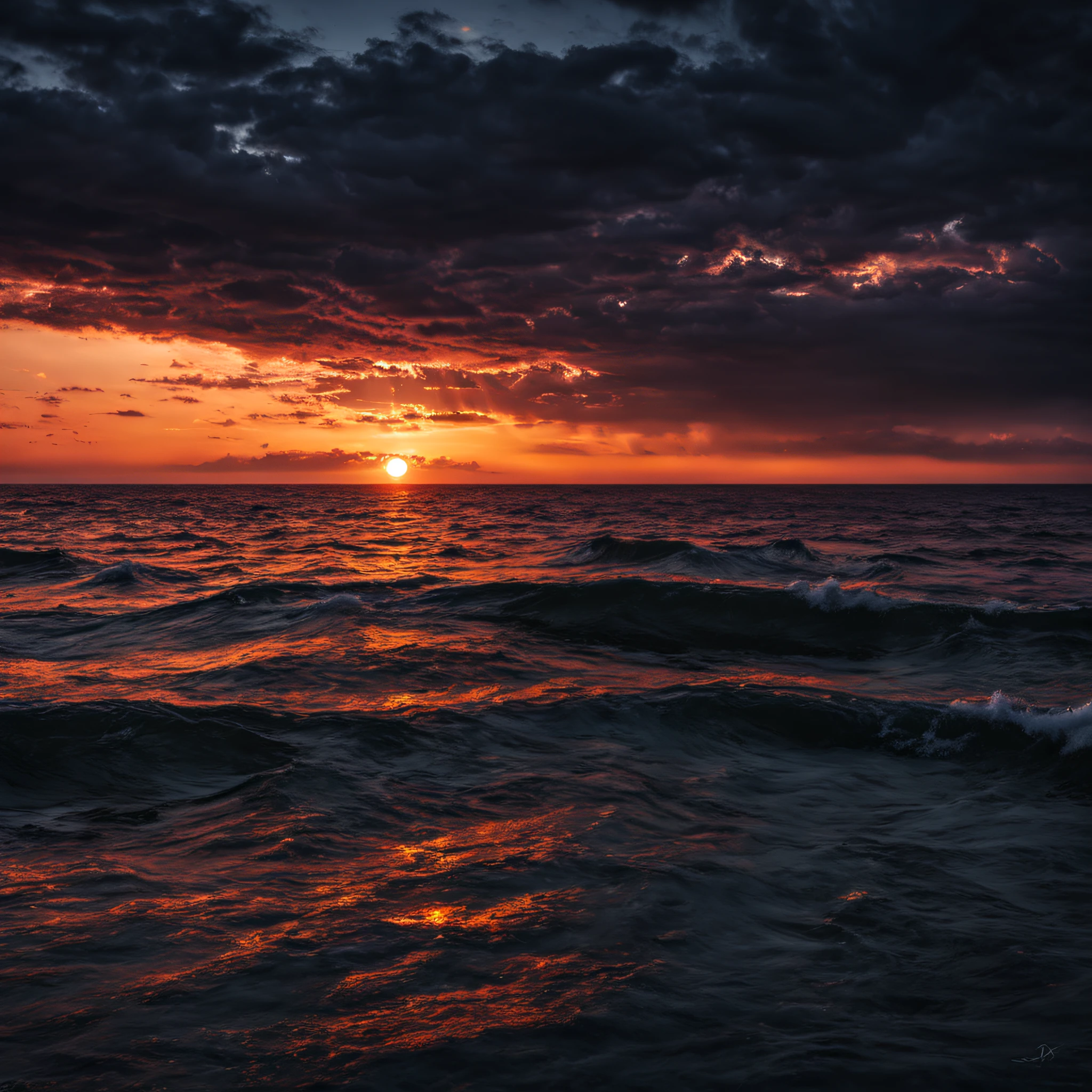 Water, Sea, dark sky, sunsets, Galaxy
