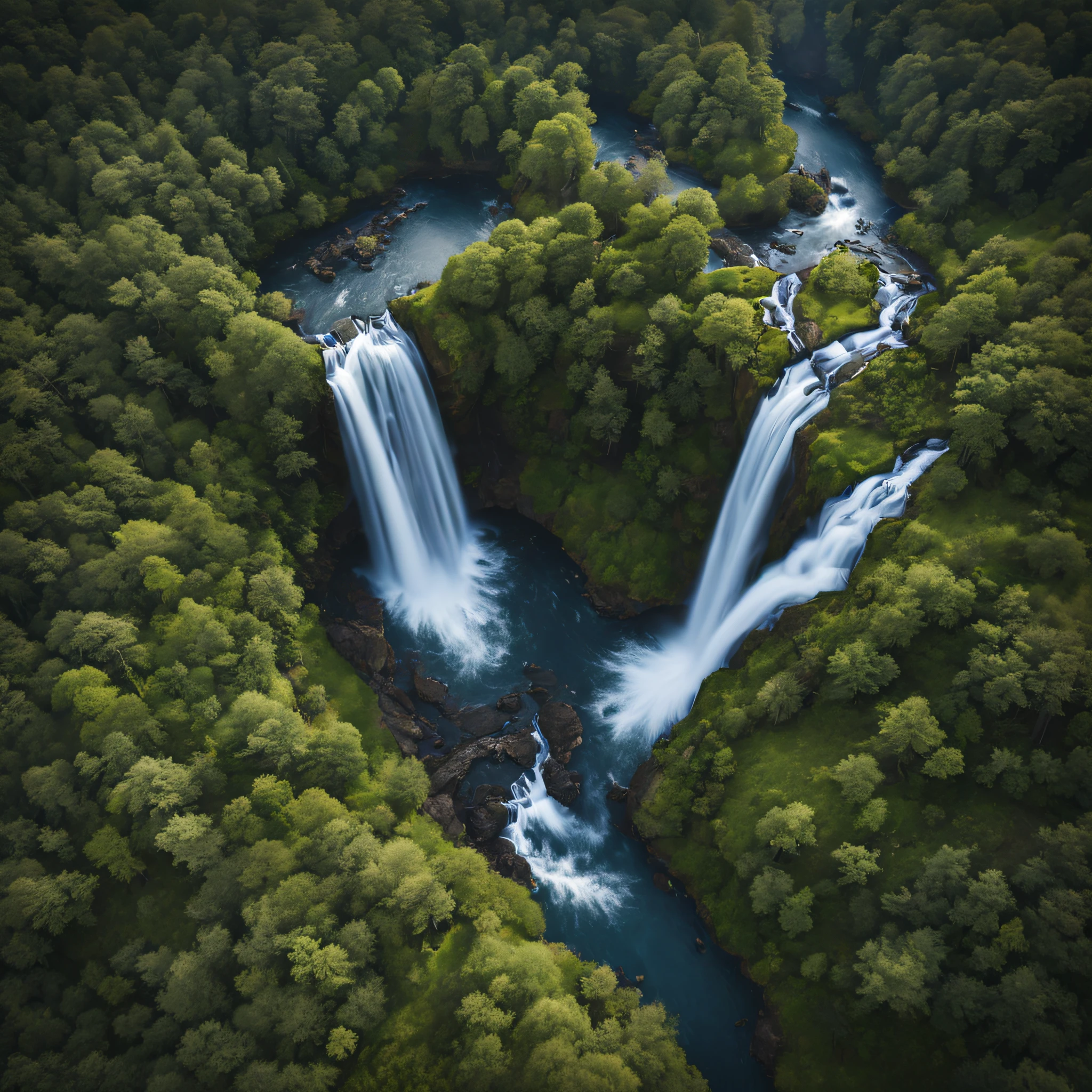 A beautiful shots of waterfall, a drone shots, highly details, realistic image, shots in RAW, landscape photography, highly detail, 4k, extremely detail