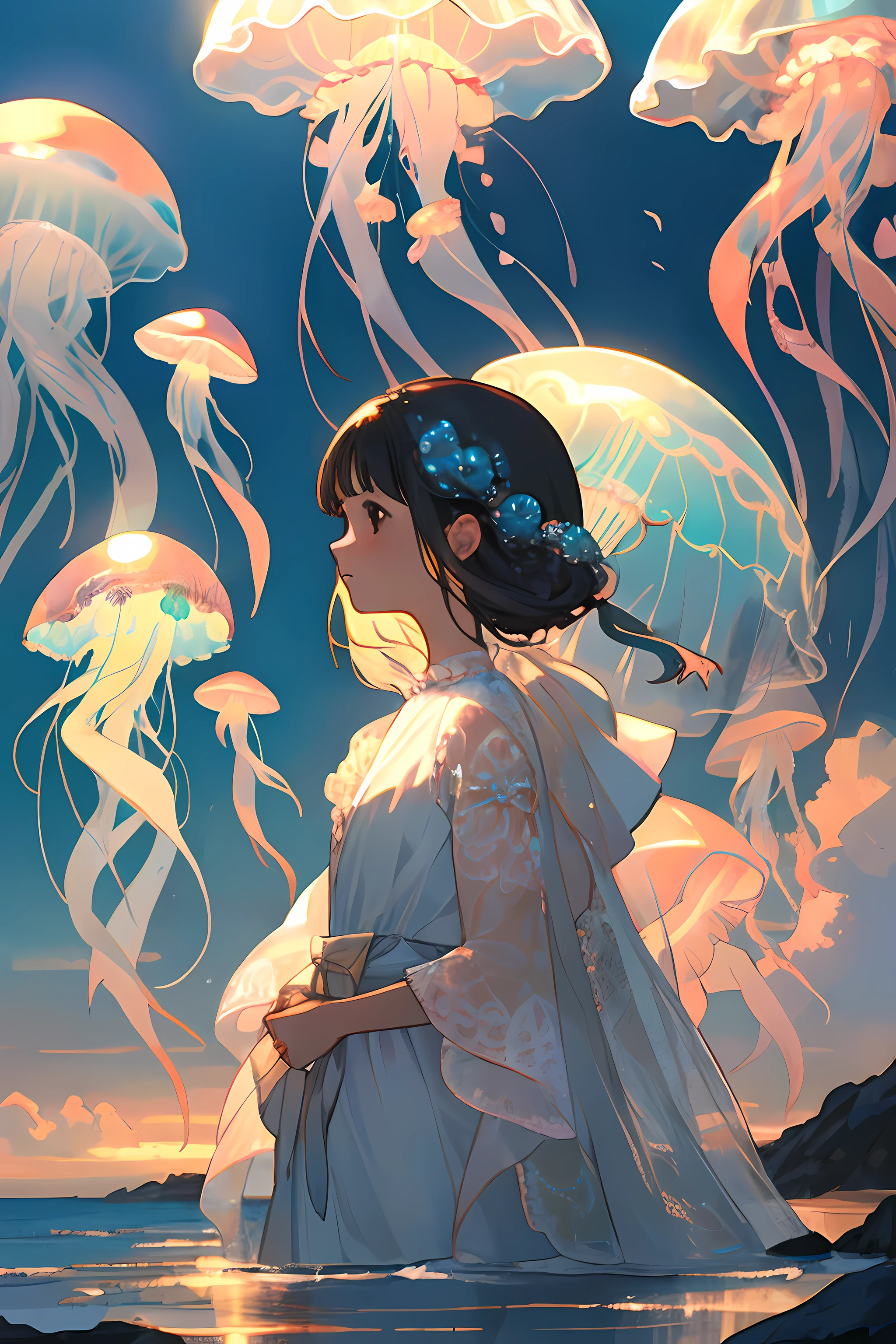 1girl, jellyfish
