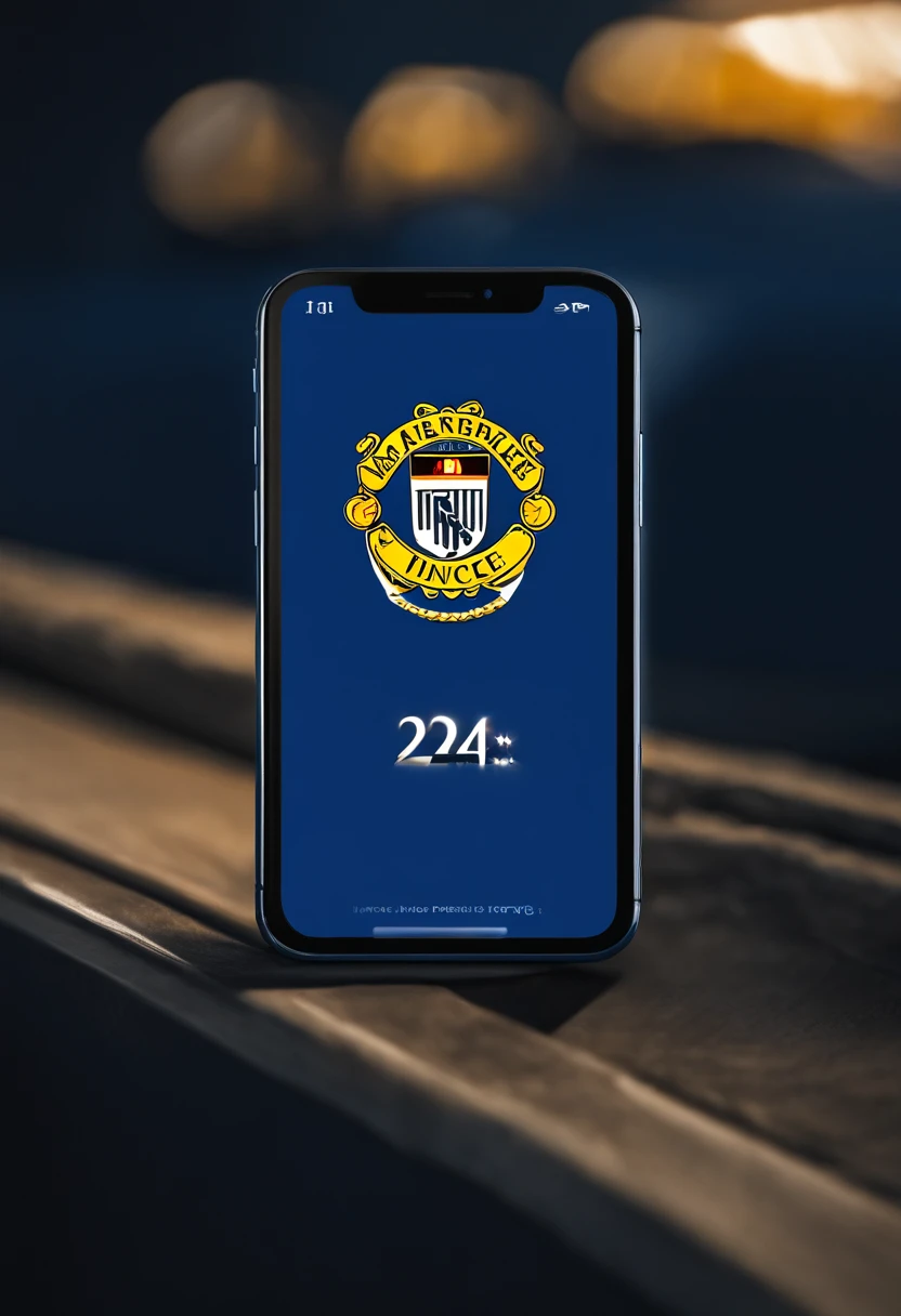 Make a marine blue wallpaper for iphone 14 pro max with the Fenerbahce logo in the middle and smooth fade with the 1907 numbers