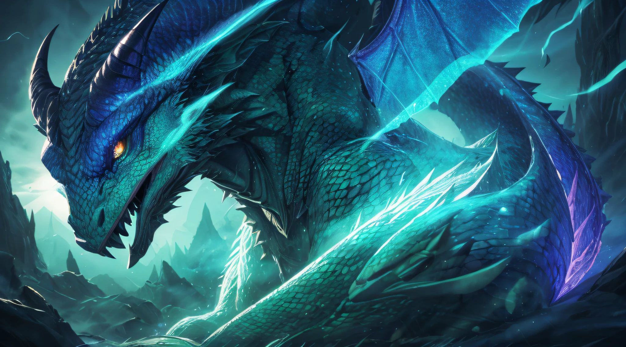(best quality,4k,8k,highres,masterpiece:1.2),ultra-detailed,(realistic,photorealistic,photo-realistic:1.37),dragon's eye close-up,magical glow,iridescent scales,piercing glare,ancient and mystical,fiery and vibrant colors,sharp reflections,detailed veins,ferocious intensity,subtle shadows,mystical aura,noble and powerful presence,pulsating energy,otherworldly beauty,ethereal charm,translucent eyelids,mesmerizing gaze,divine radiance,mythical creature,irresistible allure,ambient lighting,smoke and mist,twisted horns,sharp fangs,serene confidence,unbreakable spirit,emerald green iris,scale textures,reptilian features,illuminated by moonlight,soaring through the night sky,ominous and enchanting.