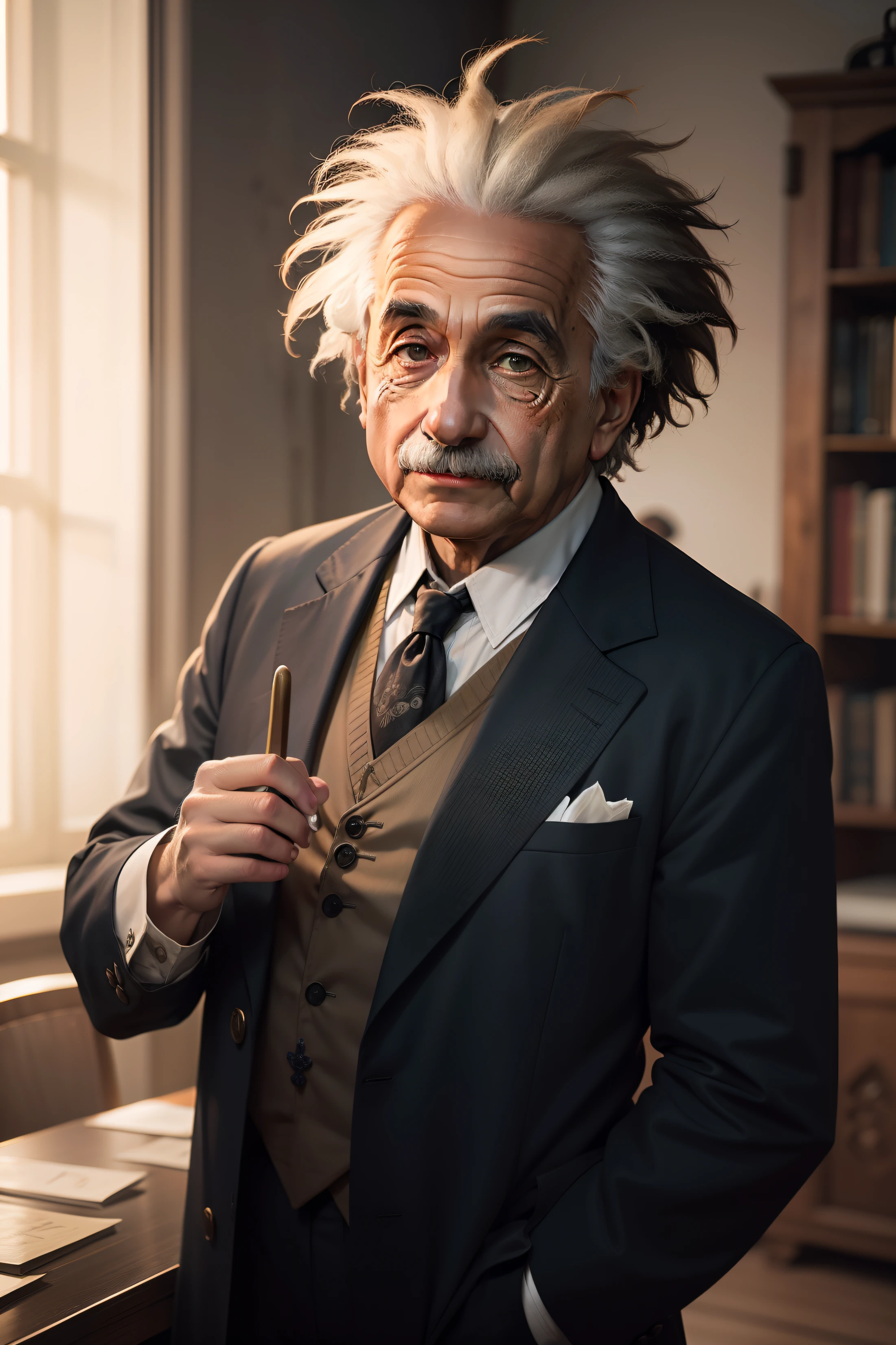 Albert Einstein estilo antigo com cortes fortes