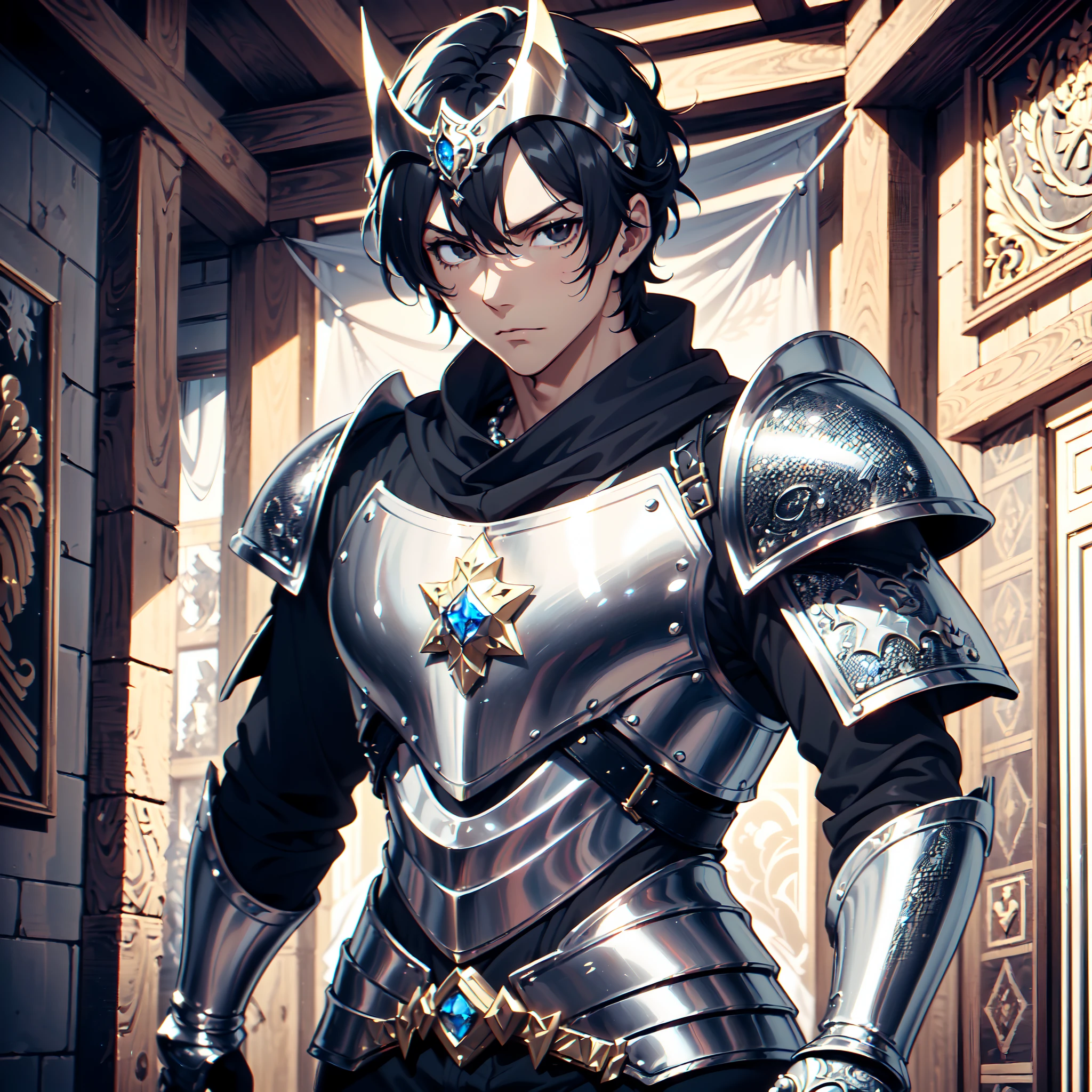 128K Ultra High Definition,
128K Ultra High Quality,
128K Ultra High Resolution,
Best Definition,
Best Quality,
Best Resolution,
Perfectly Detailed,
Perfectly Designed,
Extremely Detailed,
Extremely Designed,
Hyper Detailed,
Hyper Definition,
Hyper Quality,
Hyper Resolution,
Masterpiece,
(((Anime))),
Body Shot,
(((Boy))),
Handsome,
Muscular Body,
(((Black Short Hair))),
(((Black Eyes))),
(((Hyper Detailed & Perfectly Designed Silver Armor Plates))),
(((Hyper Detailed & Perfectly Designed Engraving Jeweled Baron Armor With Headpiece))),
(((Inside Of Medieval Royal Palace Background Scenery))),