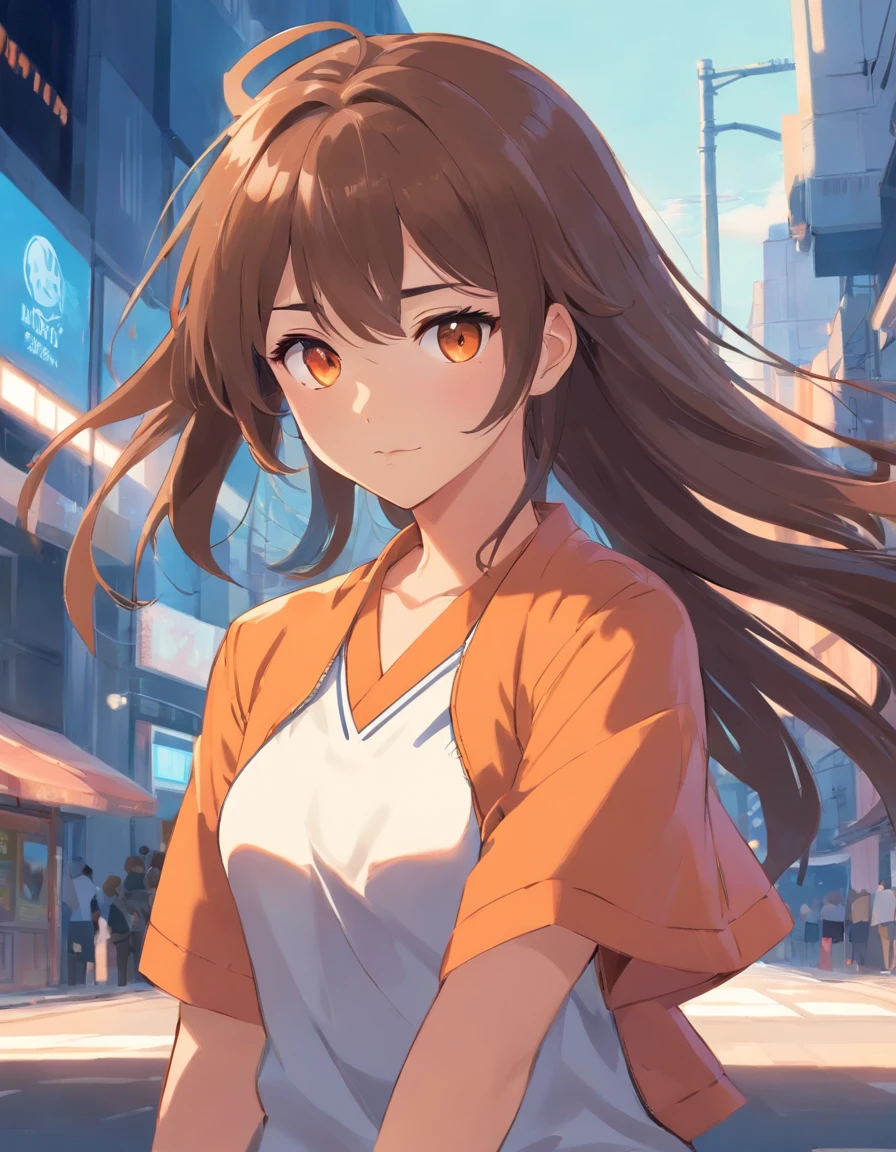 masutepiece, Best Quality, Character Design, High Girl, Light orange eyes, brunette, Long hair, , Thigh Uniform, Sly milling, Black skin, spanish