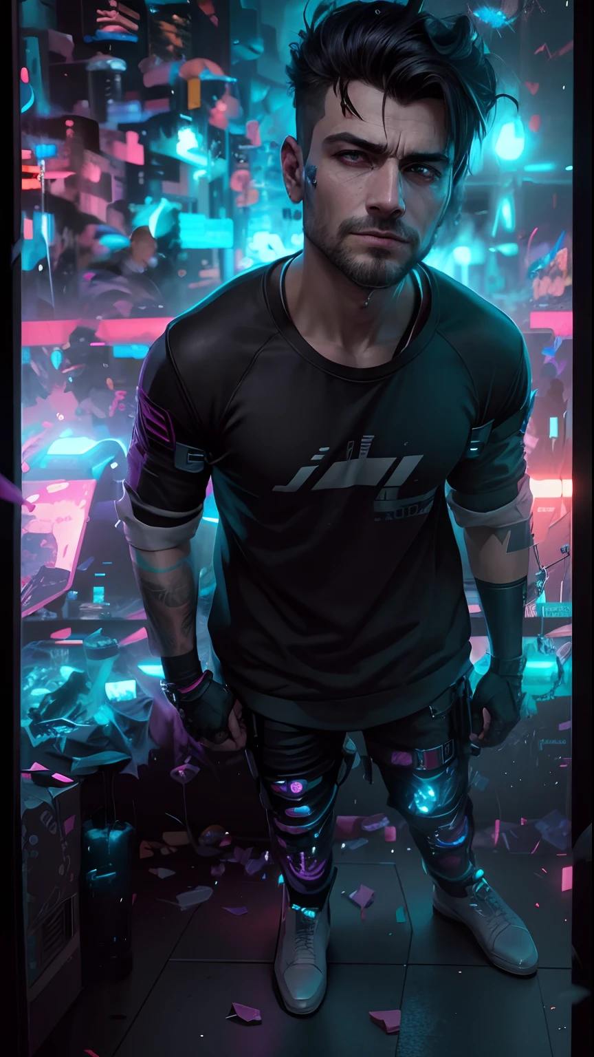 Cyberpunk look,cool men,real life,realistic, 4k image,dstr