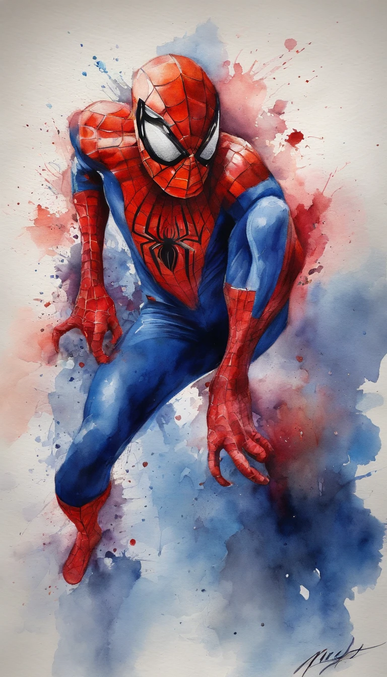Homem aranha,realista,hiper realismo, Athletic muscle,com o trage vermelho e azul saturado com textura. E uma jaqueta por cima do traje