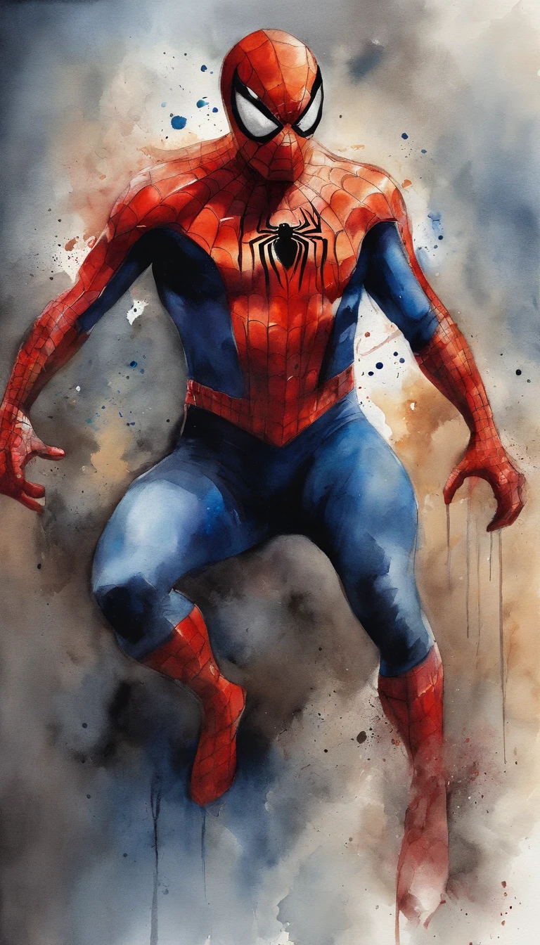 Homem aranha,realista,hiper realismo, Athletic muscle,com o trage vermelho e azul saturado com textura. E uma jaqueta por cima do traje