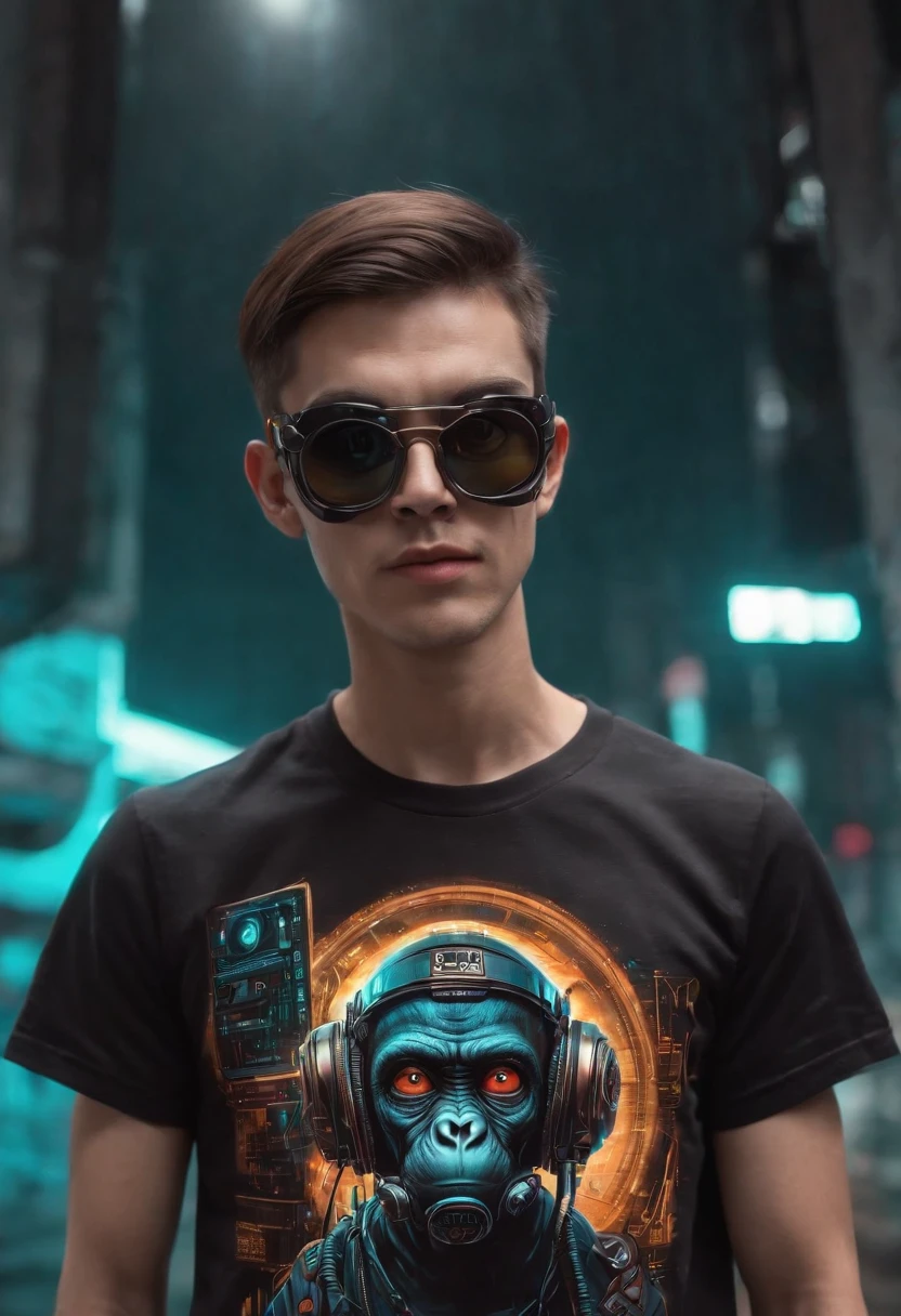 Una figura de mono futurista, con luces en los ojos, Surrounded by vector t-shirt design with numbers"3 6 9",un cigarrillo en la mano Listo para vibraprint, Illustration of the cyberpunk monkey, perfil, sticker, Fondo blanco limpio, vector profesional, High detail, T-shirt design with text "369" , Paisaje urbano vibrante y futurista.Una figura de mono futurista, con luces en los ojos, surrounded by Vibraprint Ready vector t-shirt design, Illustration of the cyberpunk monkey, perfil, sticker, Fondo blanco limpio, vector profesional, High detail, T-shirt design, Graffiti, Paisaje urbano vibrante y futurista, 8K, UHD, high quality, intricately detailed, highly detailed