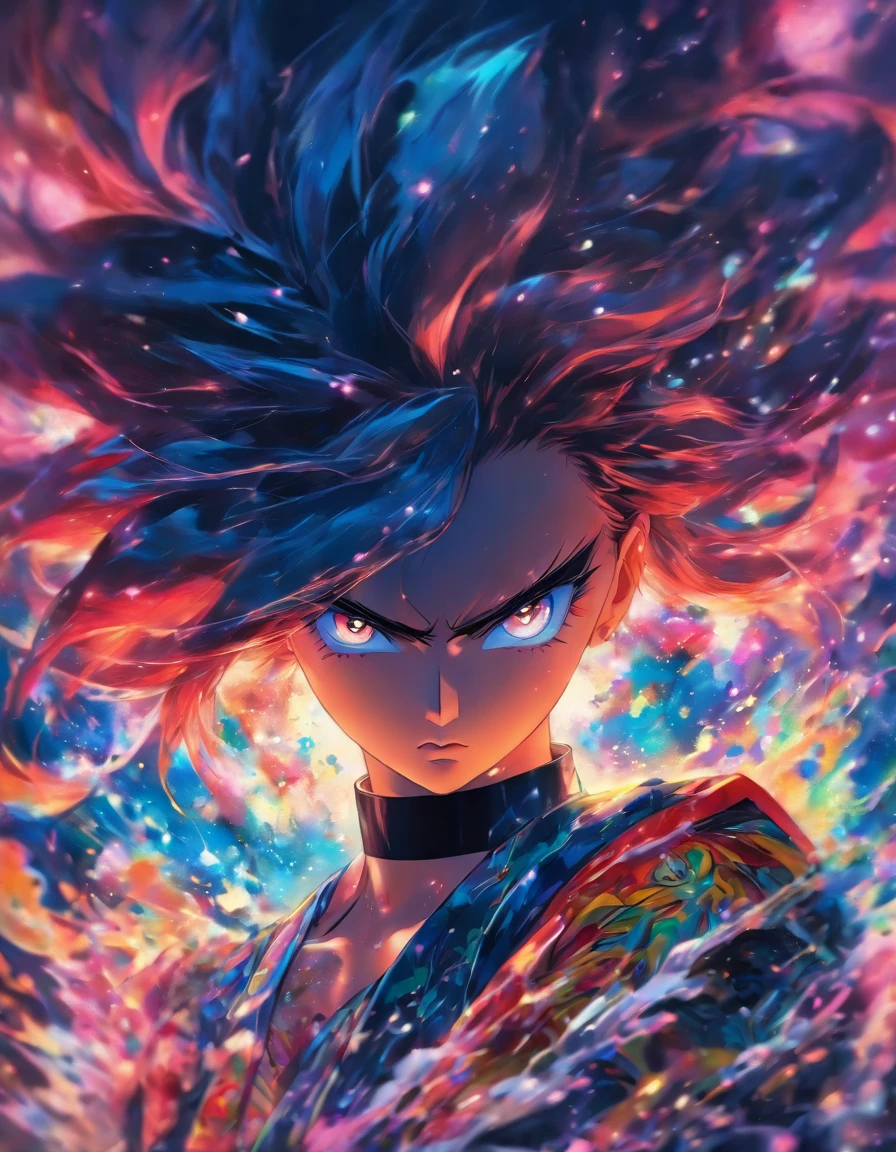 Una mujer fuerte pintando un retrato de un hombre con cabello negro largo y lacio y ojos negros y que este en un cuarto de pintura,que sea de tes morena .