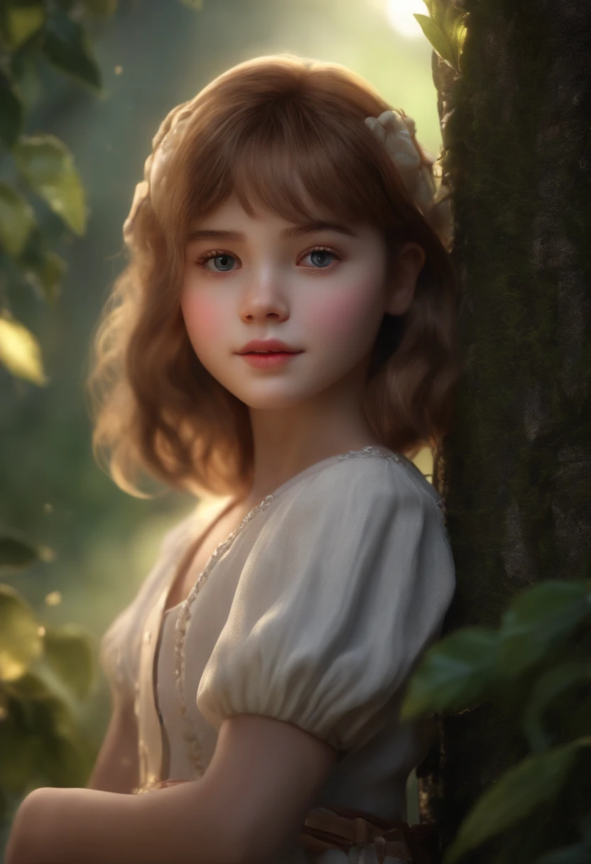 4k ,ultra high res ,(photo realistic: 1.5) ,detailed face ,1 girl ,looking at viewer, bob cut ,natural ,detailed face ,cute ,kawaii, nature ,large cloth ,night nature, a bright spot,Noble attire,