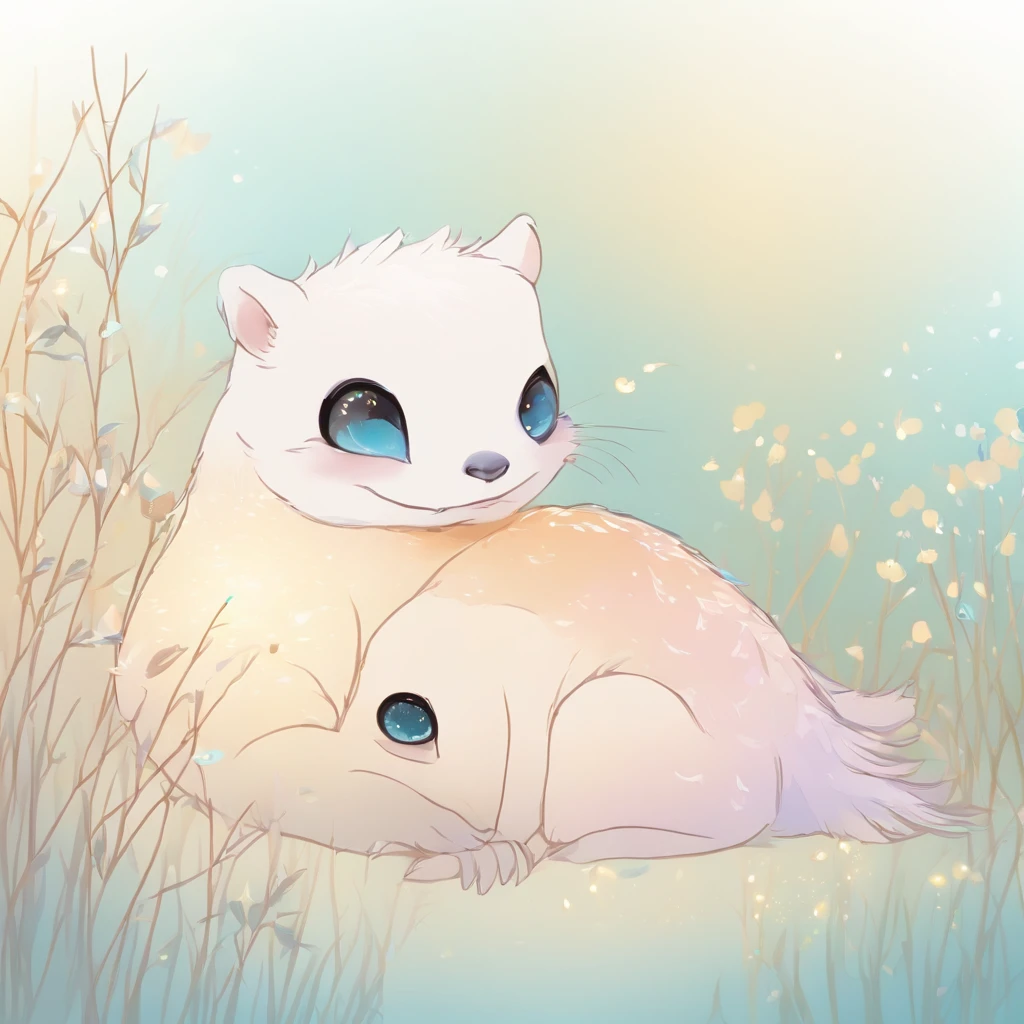 (PastelColors:1.3)、(Cute illustration:1.3)、(watercolor paiting:1.1)、 Chibi：1.2、(Gradient Eyes:1.8)
细致背景、1 platypus 、Beautifully detailed、Moya、colourfull、marble、Particles of light、patterns、 
Detailed drawing、Vibrant colors、striking contrast、intricate detailes、Delicate depiction、Luminescent、