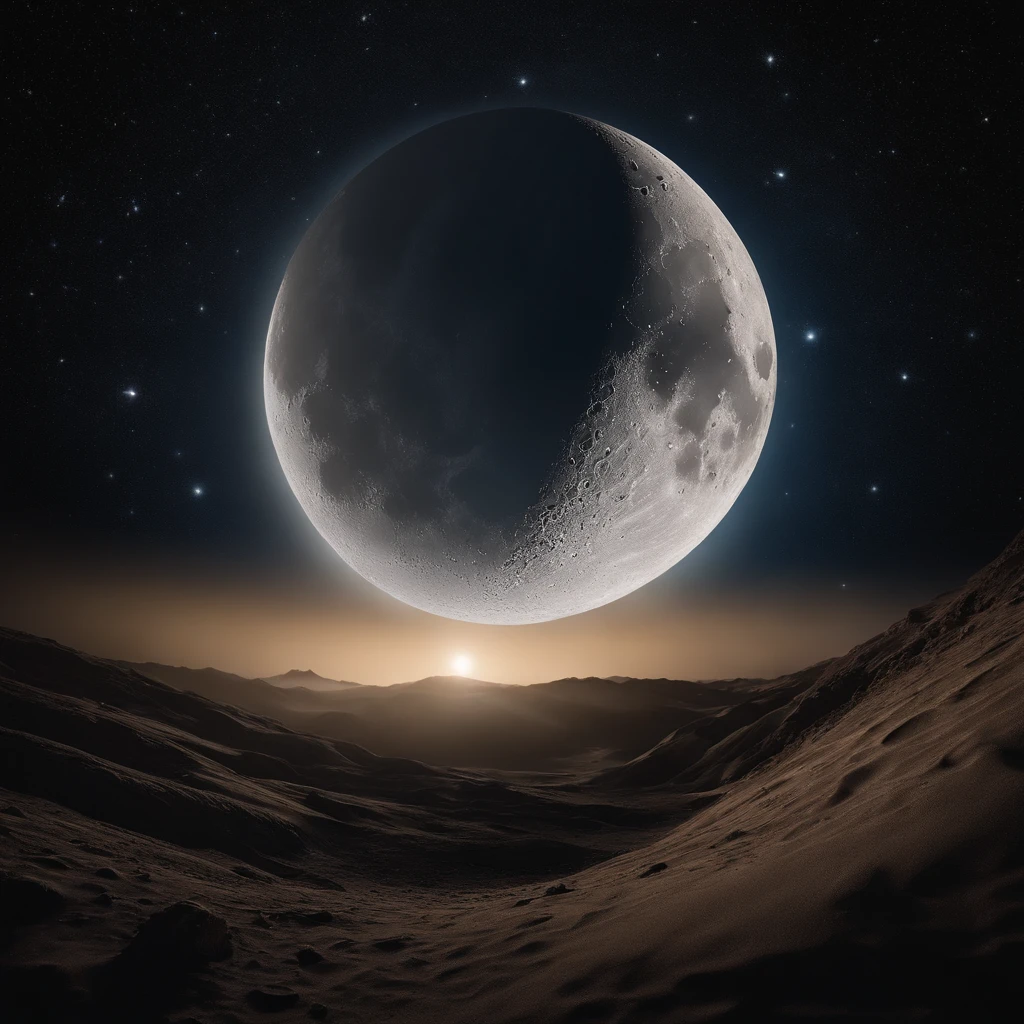Centerpieces、premier quality、Superior image quality、8k quality、Beautiful photos of the starry sky、Magnifique、Vaulted Milky Way:1.25、Vue de la Terre depuis la surface lunaire:1.25, Surface lunaire, Photo of the space, sur la lune, moon background, moon background, sur la lune, Sol lunaire, Photo of the space, Paysage lunaire, Focus sur la Lune, sur la lune, Numerous craters, Immense Terre dans le ciel ajoute la terre en fond