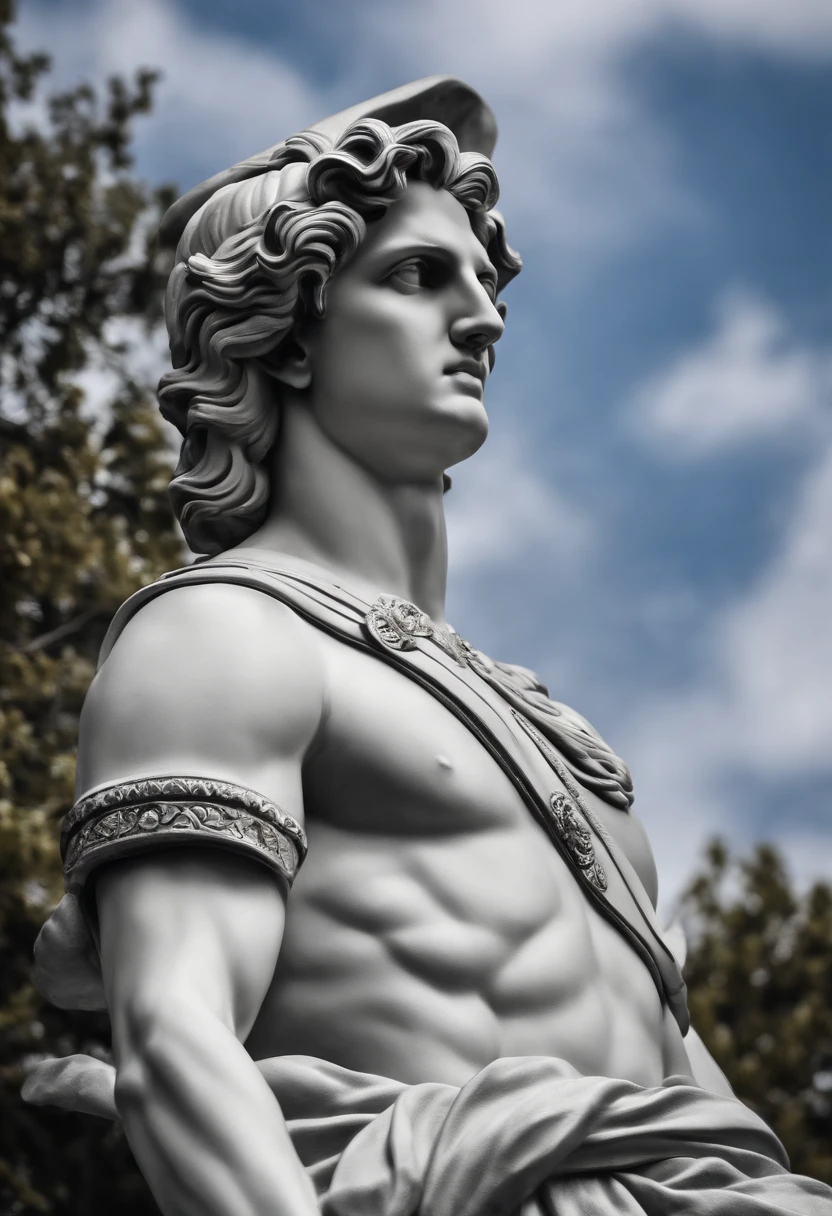 Alexander the great statue, mascolar, logo, black and white, head