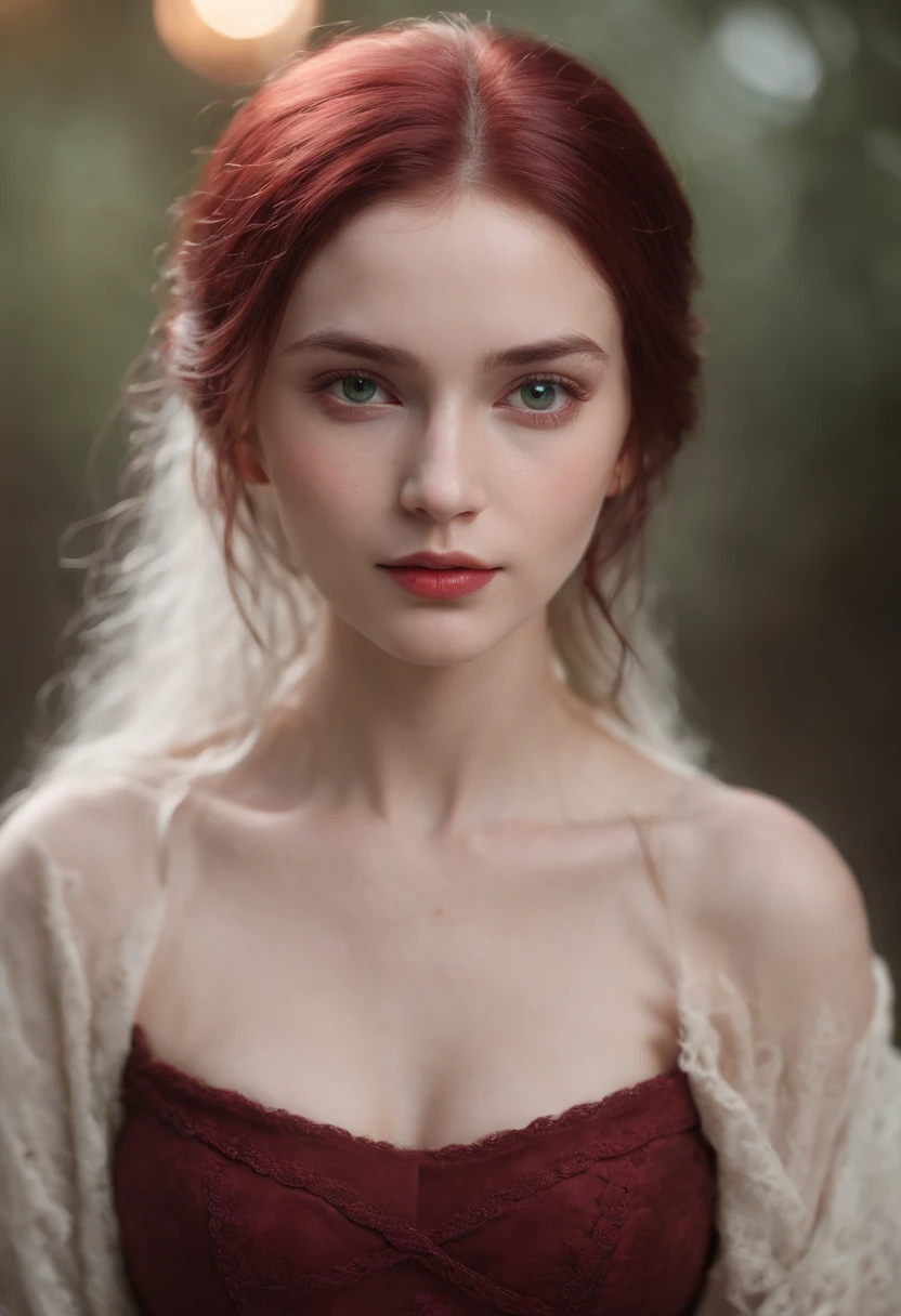 (((a deep reddish wound crosses her left cheek))) fair complexion, woman around 19 years old, natural white hair, distinctive green eyes, naked, full body, full frontal nudity, slender and graceful, beautiful, candlelight in a medieval setting, ultra sharp focus, realistic shot, tetradic colors (scar:1.4)