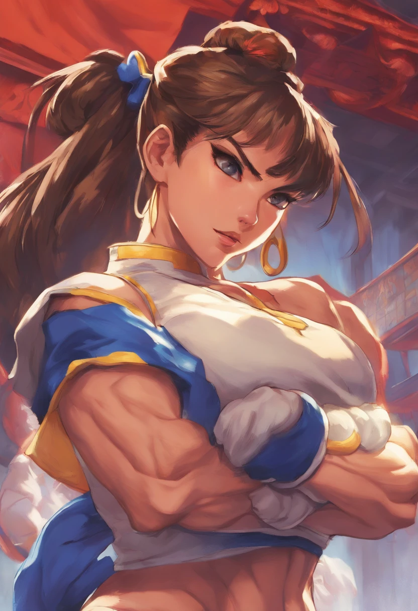 /draw  (Award Winning Digital Artwork:1.3) of (Ultra detailed:1.3) from chun-li,\Chun-li (street fighter)\, [retro anime], old anime, 1980s \(style\), 1990s \(style\), watercolor \(medium\), ((best quality)), ((masterpiece)), [detailed], [anime and manga image], [captivating], [enchanting], oldschool, solo, (hyperdetailed:1.15), [detailed], ((best quality)), ((masterpiece)), (soft light, sharp:1.2), (illustration, uhd, unreal engine, sharp focus,), op quality, best quality, official art, ultra detailed texture, ((art by takehiko inoue)), [pixiv], {pixiv artwork}, {dirty pair project eden style},(masterpiece:1.2, best quality), (real picture, intricate details), cinematic lighting, solo, sf2 chun, ((bun cover)), wide hips, mild muscular female, seductive smile, seduce, model posture, detailed background,((chun-li from street fighter)), ((sfv chun-li)), ((chun-li sfv outfit)), {pinup},独奏