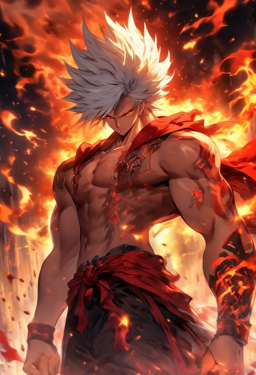 Rengoku, the valiant Demon Slayer, stands boldly in a heroic pose, exuding an aura of strength and determination. His muscles ripple under the hyperrealistic, Sun-kissed surface of his skin, giving a lifelike effect that leaves one in awe. The leopard underwear he wears beneath his renowned Demon Slayer attire adds an alluring and intriguing touch to his formidable presence. This masterpiece, boasting the best quality, high-resolution image (1.2), showcases every minute detail - from Rengoku's fierce eyes to the individual strands of his short hair. This hyperrealistic artwork,