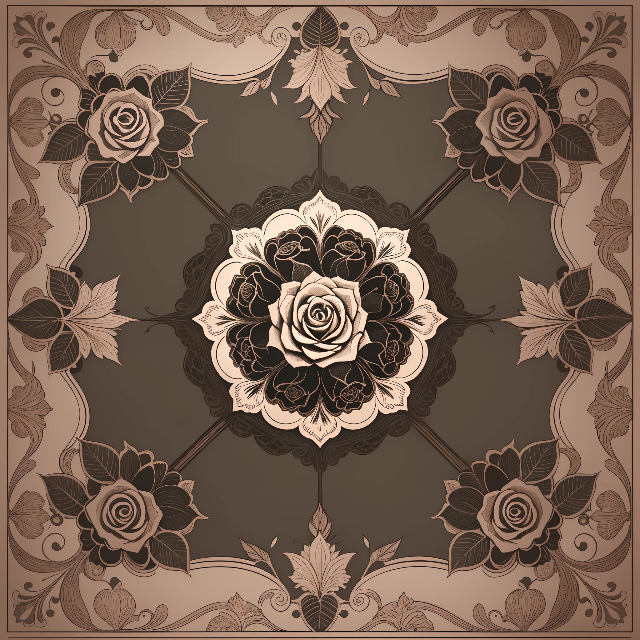 vintage rose pattern tile vector --auto --s2