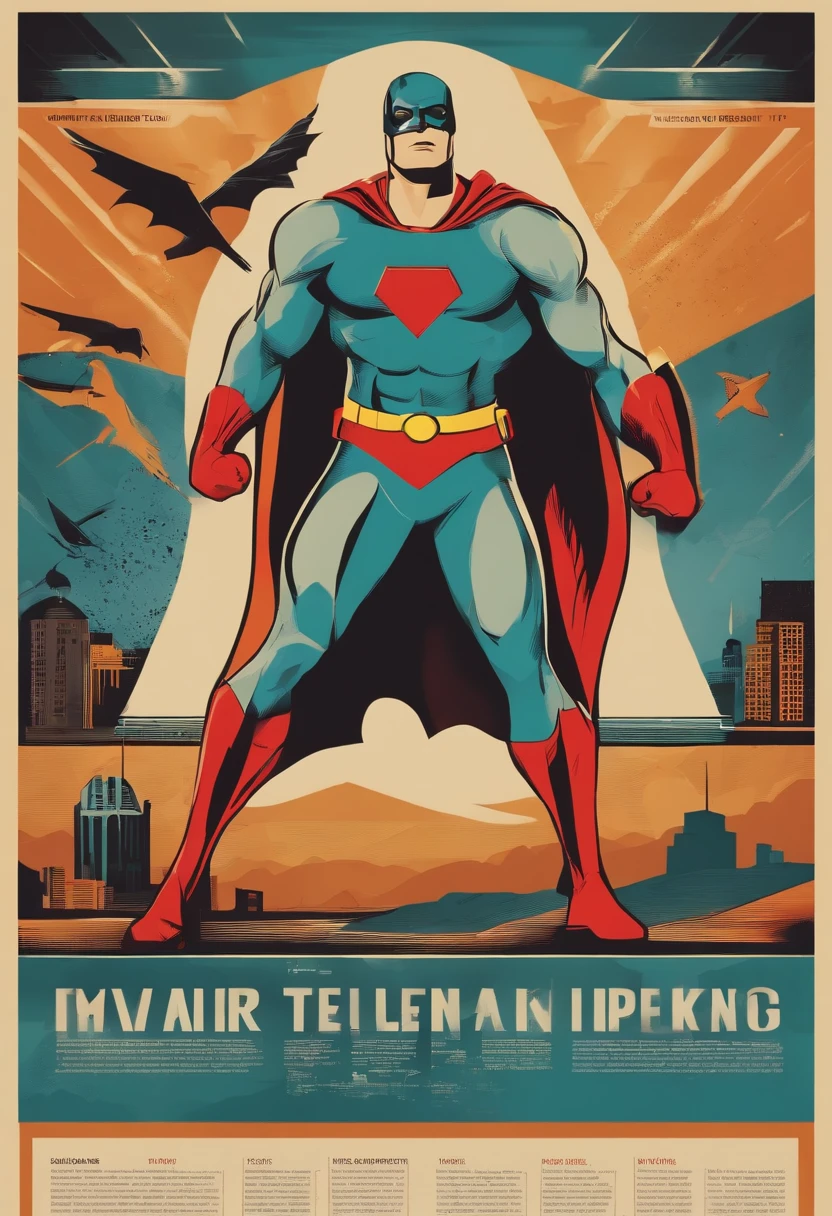 Create an impressive AI-generated image with a superhero that symbolizes the simple and smooth print and digital productions that my tool offers. The image should have a magazine-like style and contain Swedish texts. Focus on grabbing attention and creating a sense of strength and heroism. Think about using vivid colors and iconic superhero attributes, som till exempel blixtar, skyline eller andra passande element. Give your image a dynamic and energetic feel that reinforces the message of simplicity and agility. Be creative and let the AI tool create a stunning and eye-catching slide for my PowerPoint presentation!