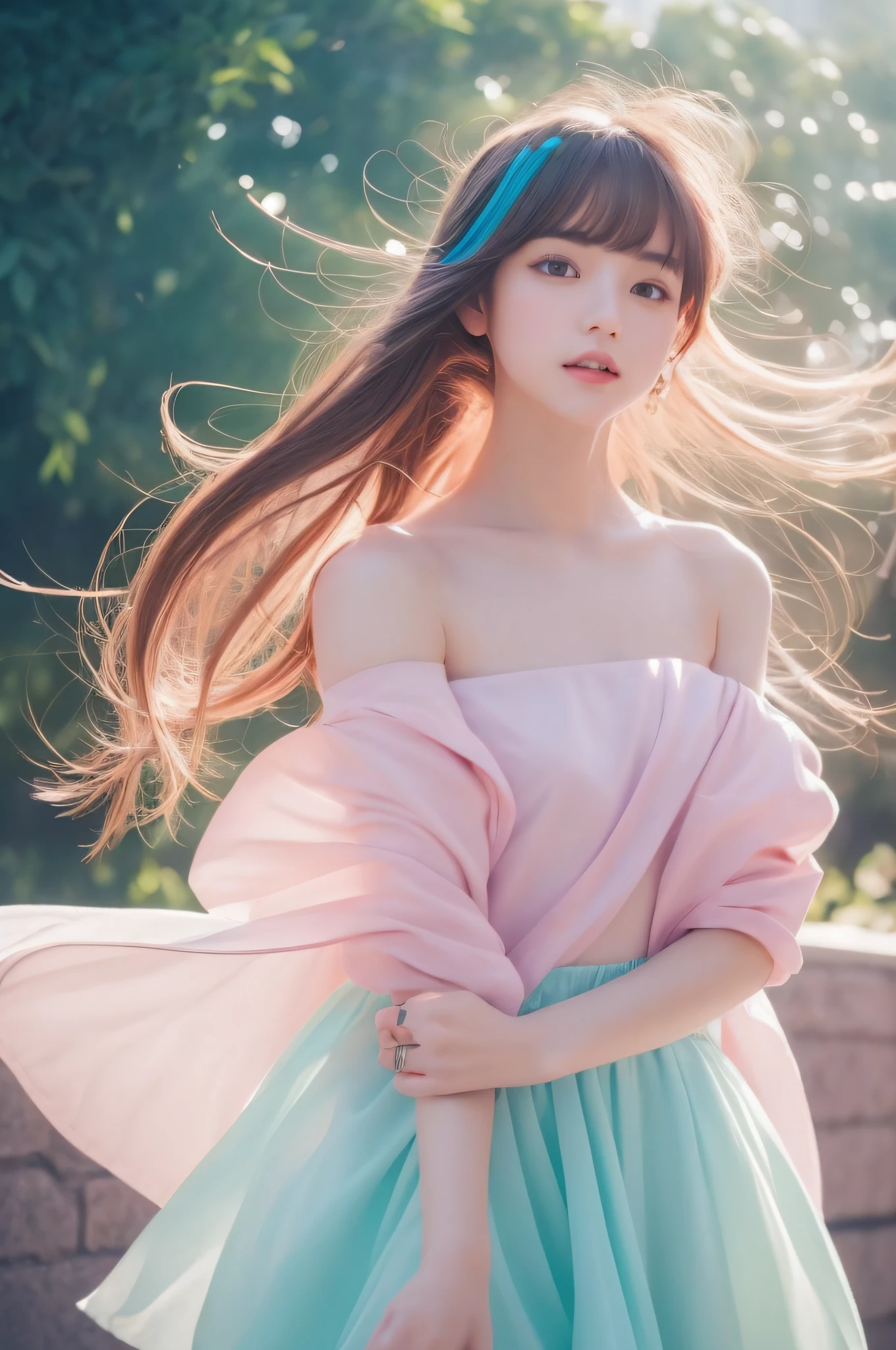dried flower、Japan Beautiful Girls。Produces high-quality female images with an innovative artistic atmosphere that stands out in pastel colors。She has her own fashion style、Dressed in glamorous and soft pastel costumes。The background is a fantastic and dreamy landscape.、Pastel lights and abstract elements are interwoven。Her pose is sleek.、Gives a sense of natural movement and dynamism。Light and shadow effects are presented attractively、The finely drawn faces and expressions are full of emotion、Full of charm...。The overall atmosphere is modern and novel, yet、It has a unique artistic touch.。This image is of high quality、Pastel colors look beautiful、Evokes visual stimuli and aesthetic sensations、It interests the viewer、You will be amazed。Create pieces that incorporate the vibrancy and artistic elements of pastel colors。