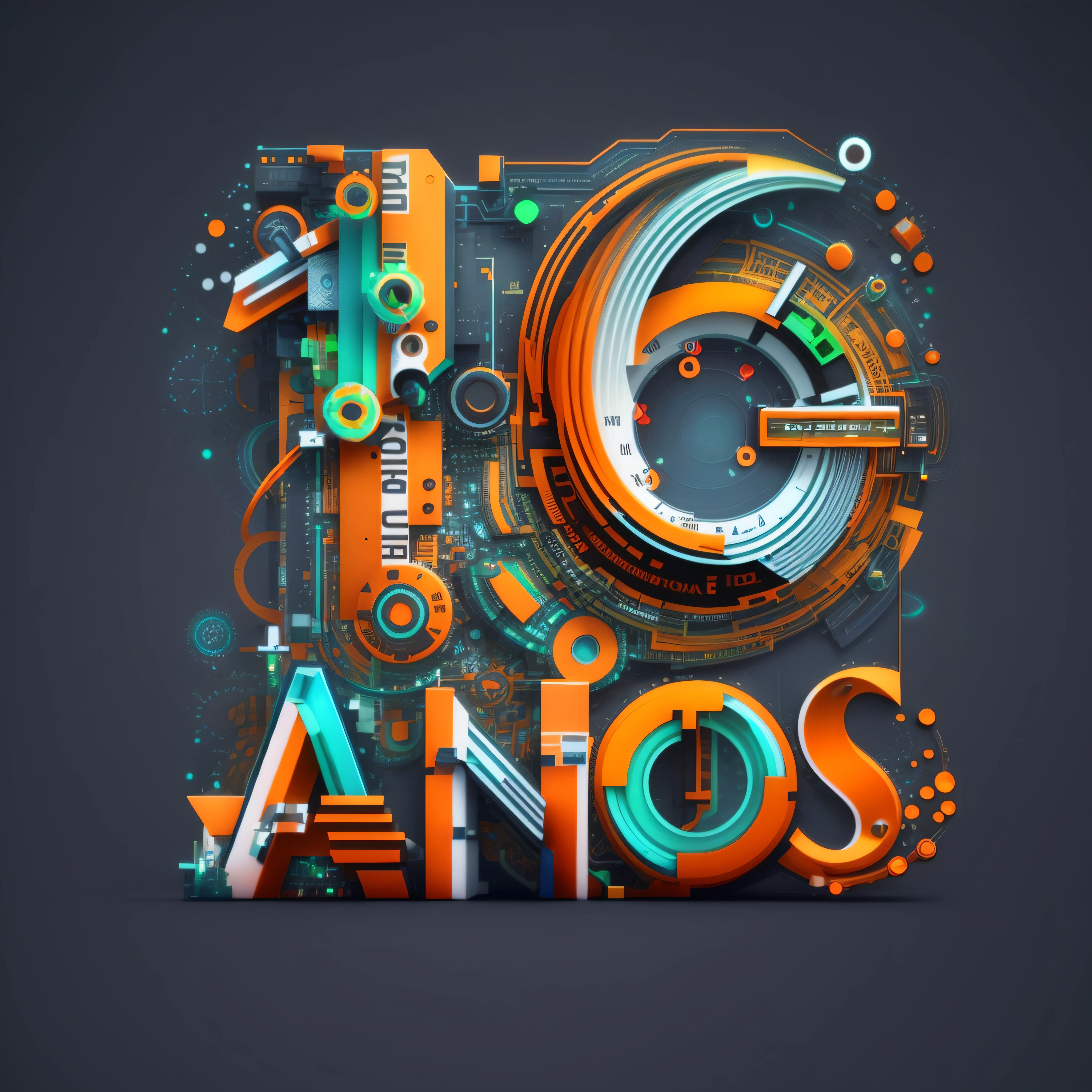 A closeup of a type of digital art with a clock, tipografia futurista, arte digital elaborada, intricate 3 d illustration, Design de Arte Corporativa Big Tech, estilo de arte big tech, O melhor do Behance, 16-bit graphics, stylized 3 d graphics, Arte 3D digital detalhada, intrincada obra de arte digital, Behance. High detail, Arte 3D abstrata