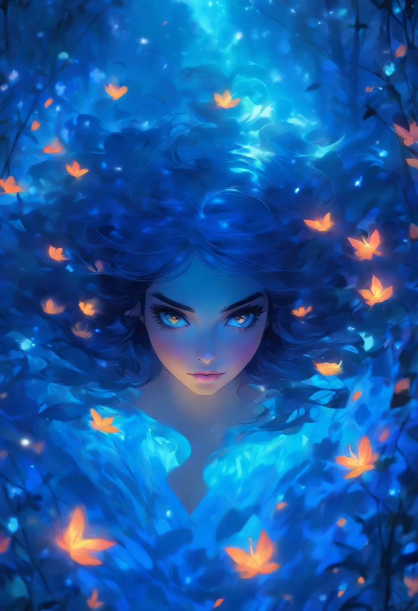 uma pintura de uma mulher em um vestido azul em uma floresta, olhando para frente com os olhos abertos e feliz, Artgerm e Atey Ghailan, Charlie Bowater Cores Profundas Ricas, estilo de arte charlie bowater, estilo de arte de fantasia, Deusa do outono, retrato bonito da arte da fantasia, Alice X. Zhang, retrato bonito da fantasia, linda donzela fantasia, bela arte de fantasia, retrato da arte da fantasia, retrato da fantasia, Luthien