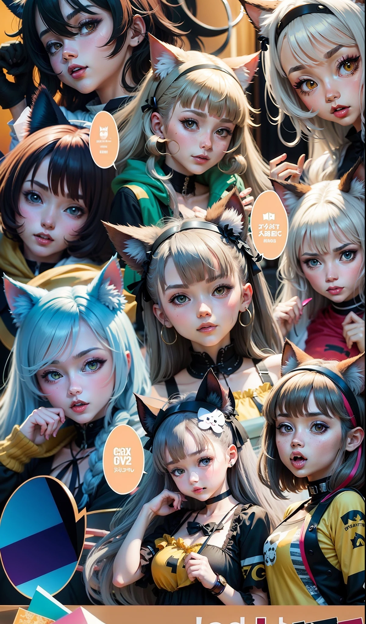 blonde hair, crescent hair ornament, hair bow, mole under eye, fox ears, crystal earrings, tongue out, bright pupils, smiley, chin grab, high detail, anime style, ray tracing, reflection light, drop shadow, anaglyph, wide shot, Eye-Level Shot, UHD, masterpiece, ccurate, anatomically correct, super detail, high details, high quality, award winning, best quality, 16k, highres